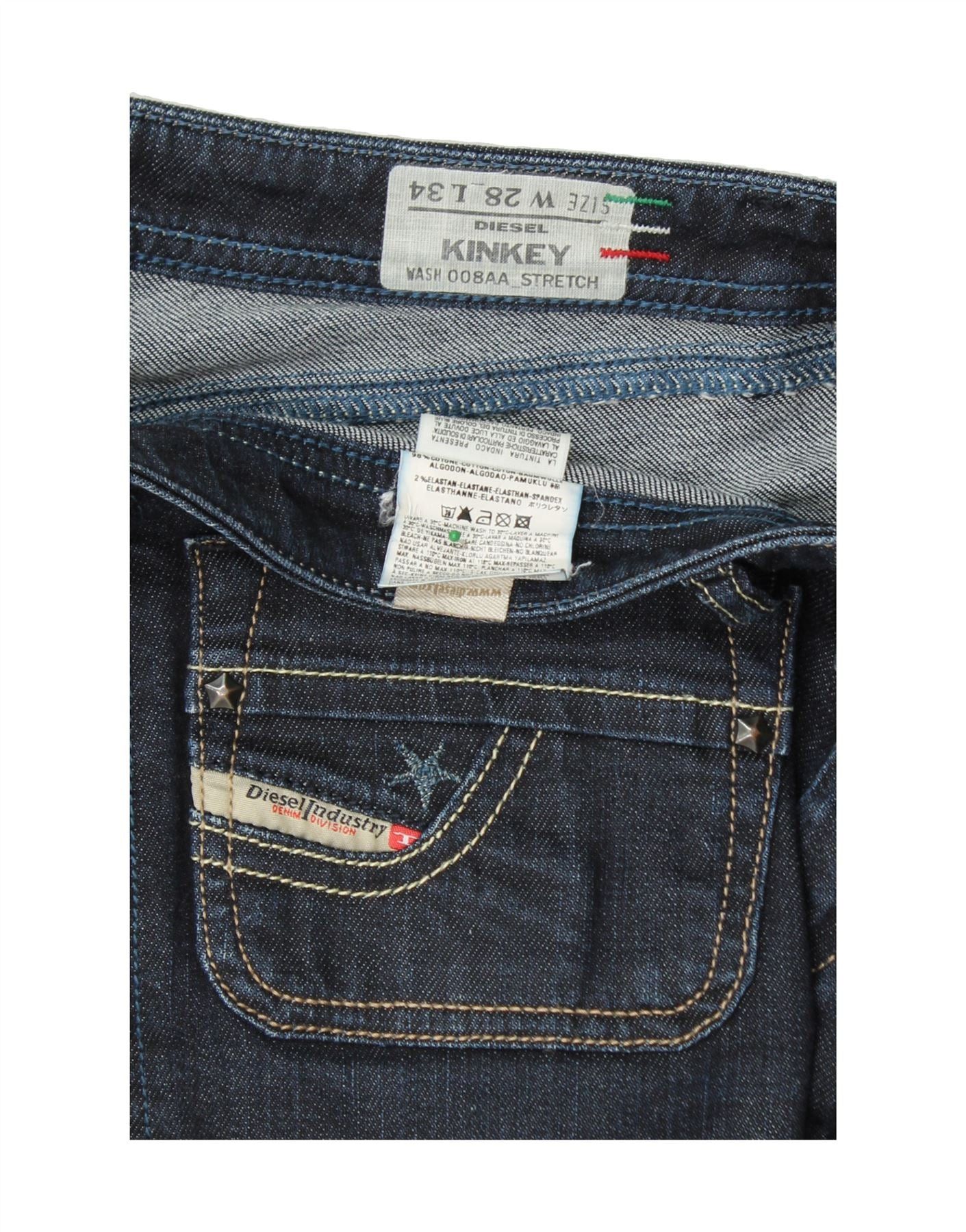 Diesel Womens Kinkey Slim Tapered Jeans W28 L30 Blue Cotton Size 42" / US 20 - 3 Thumbnail