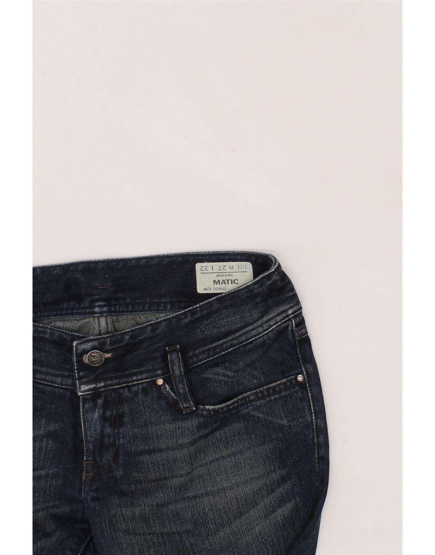 Diesel Womens Matic Distressed Skinny Jeans W27 L32 Navy Blue Cotto Size 42" / US 20 - 3 Thumbnail