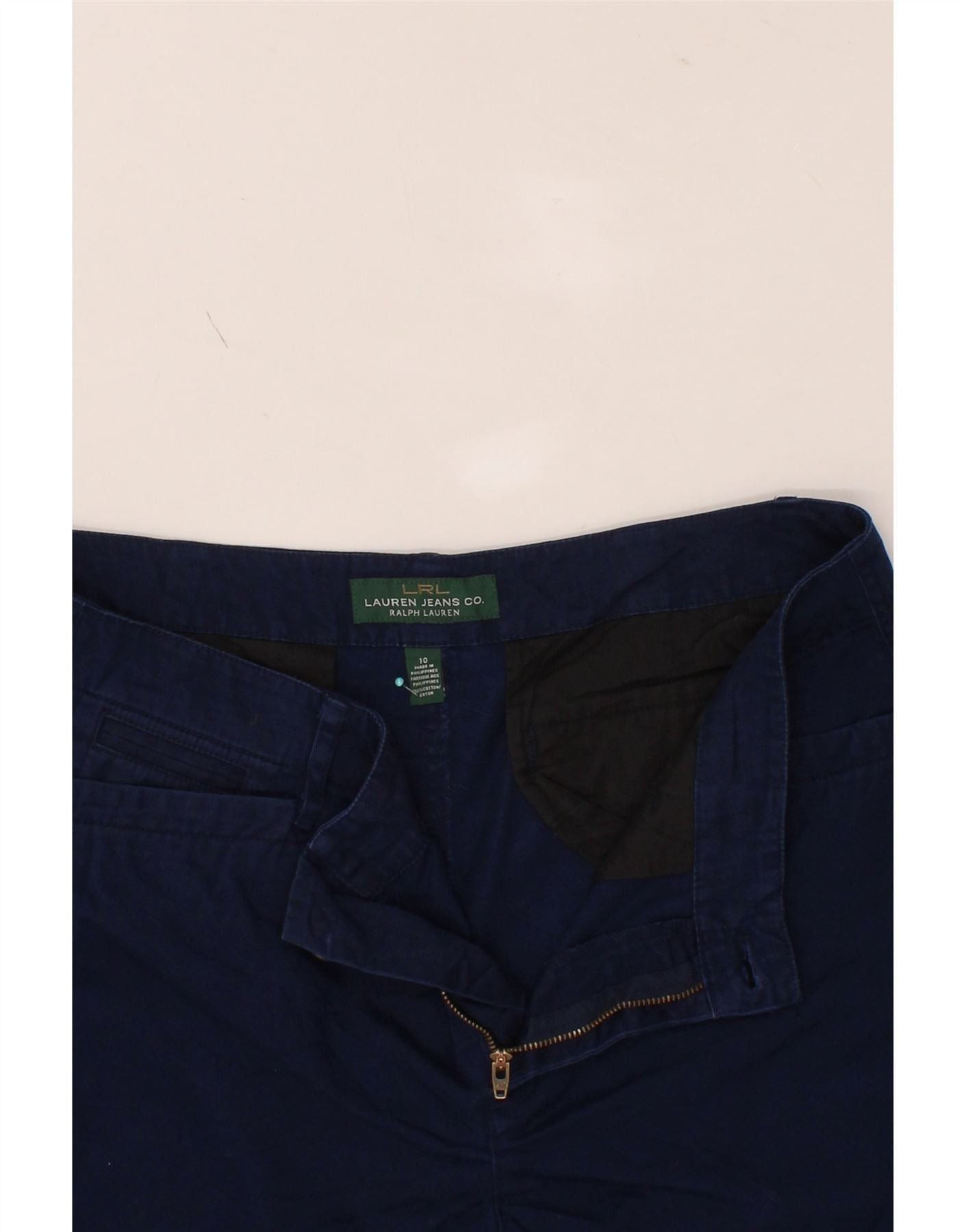 Ralph Lauren Womens Straight Capri Trousers US 10 Large W32 L20 Navy Blue Size 28" / US 6 / IT 42 - 3 Thumbnail