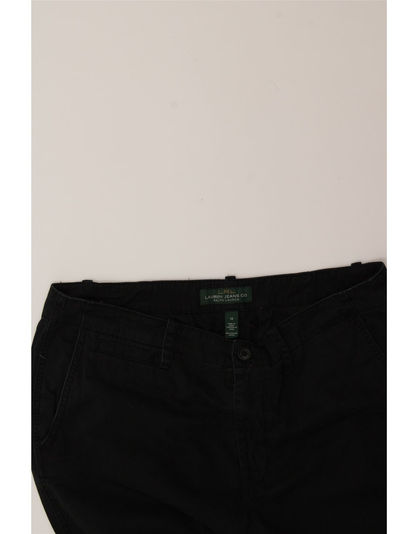 Ralph Lauren Womens Slim Chino Trousers US 14 XL W36 L31 Black Cotton Size 32" / US 10 / IT 46 - 3 Thumbnail