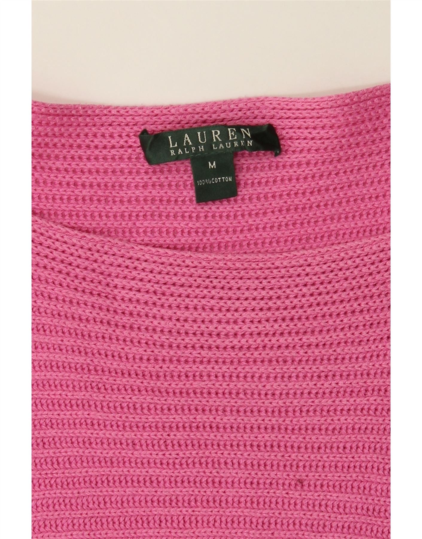 Ralph Lauren Womens Boat Neck Jumper Sweater UK 14 Medium Pink Cotton Size M / US 6-8 / IT 42-44 - 4 Thumbnail