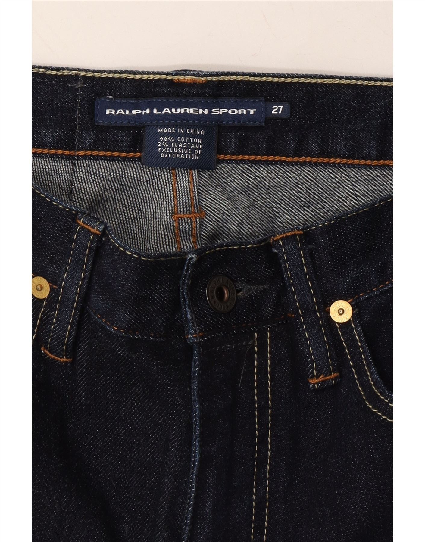 Ralph Lauren Womens Skinny Jeans W27 L32 Navy Blue Cotton Size 42" / US 20 - 3 Thumbnail