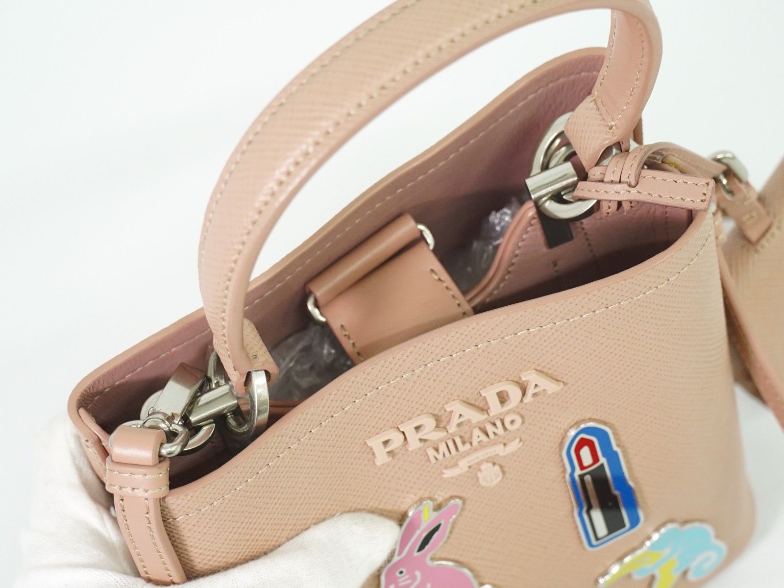 Prada Prada Panier Bucket Bag Saffiano Leather Size ONE SIZE - 12 Thumbnail