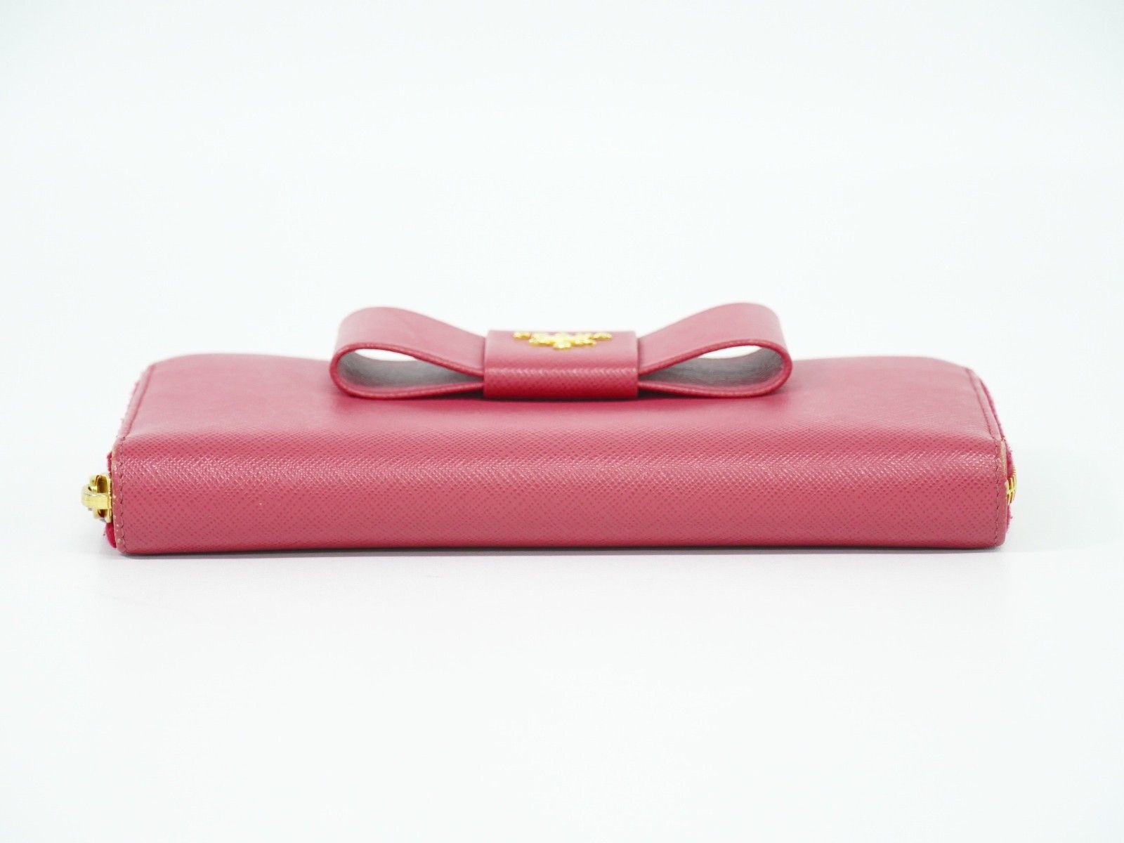 Prada Prada Bow Zip Around Wallet Saffiano Leather Size ONE SIZE - 3 Thumbnail