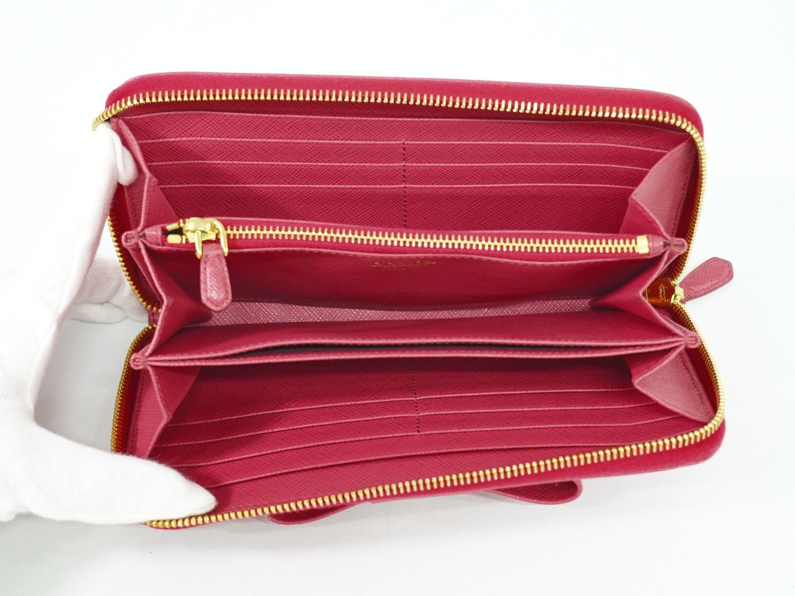 Prada Prada Bow Zip Around Wallet Saffiano Leather Size ONE SIZE - 4 Thumbnail