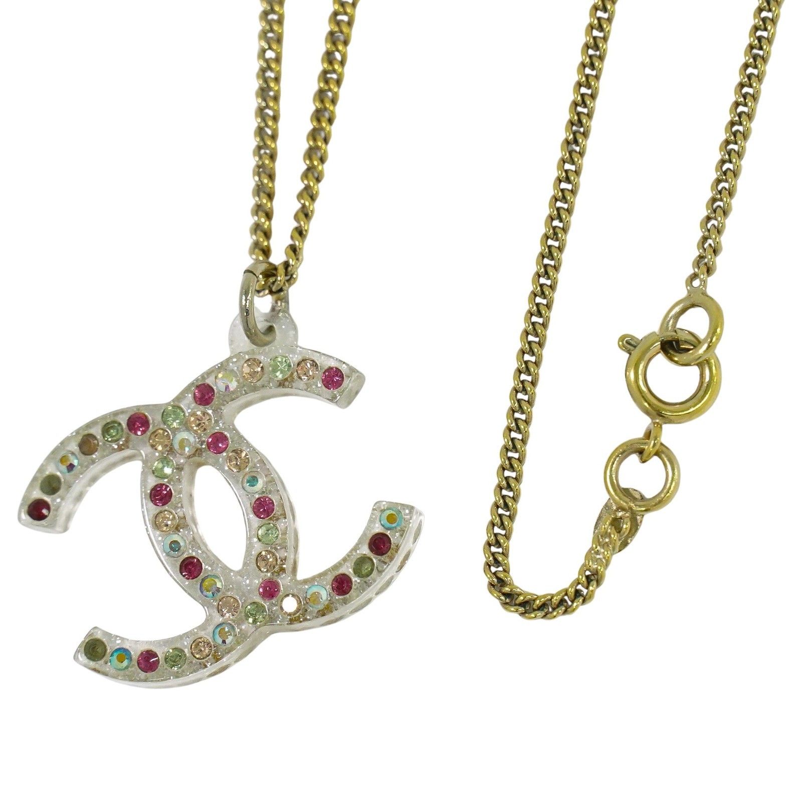 Chanel Chanel Rainbow CC Pendant Necklace Metal and Crystals Size ONE SIZE - 2 Thumbnail