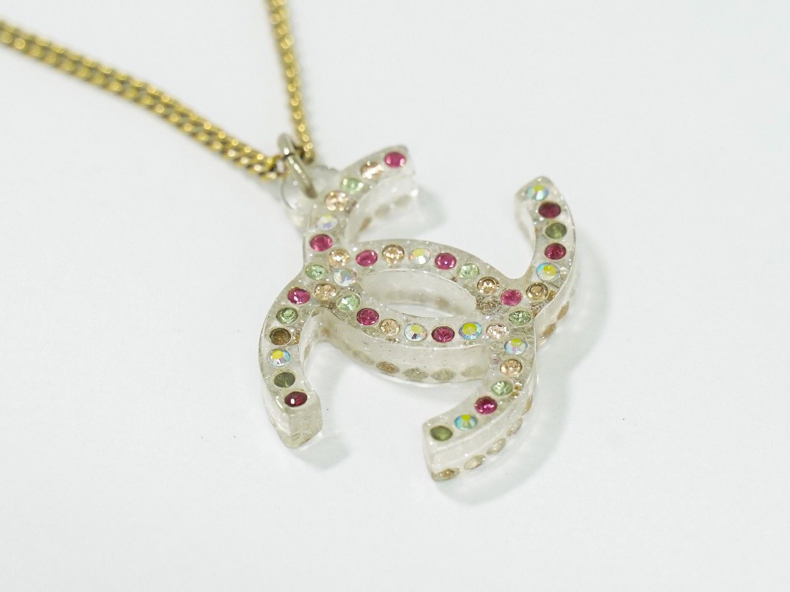 Chanel Chanel Rainbow CC Pendant Necklace Metal and Crystals Size ONE SIZE - 3 Thumbnail