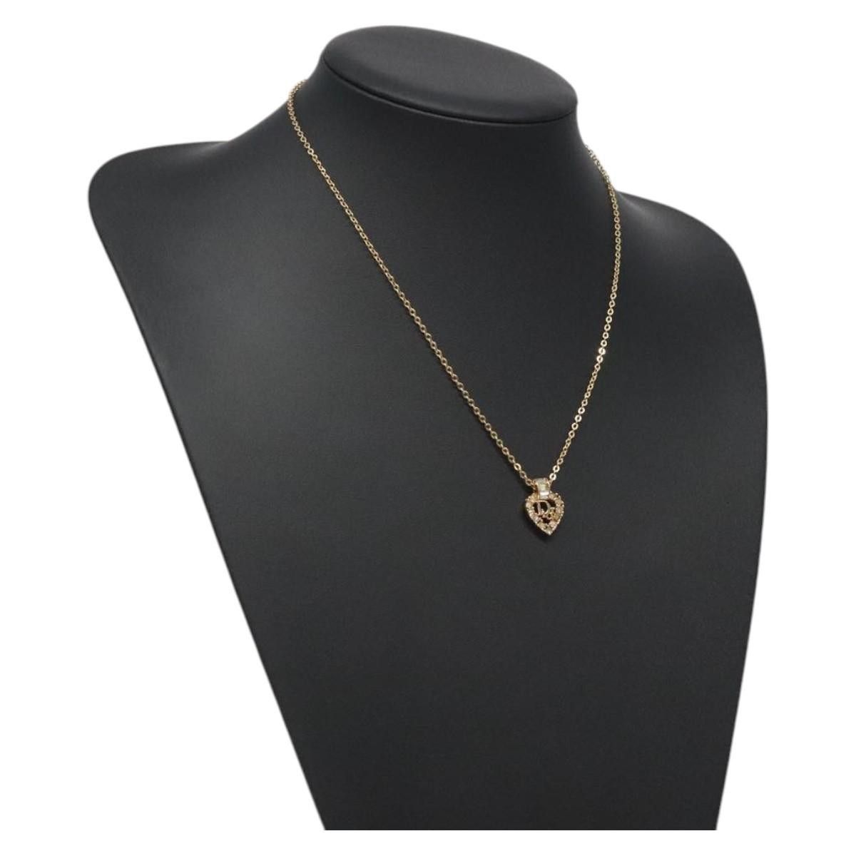 Dior Christian Dior Vintage CD Heart Pendant Necklace Metal with Crystals Size ONE SIZE - 9 Thumbnail