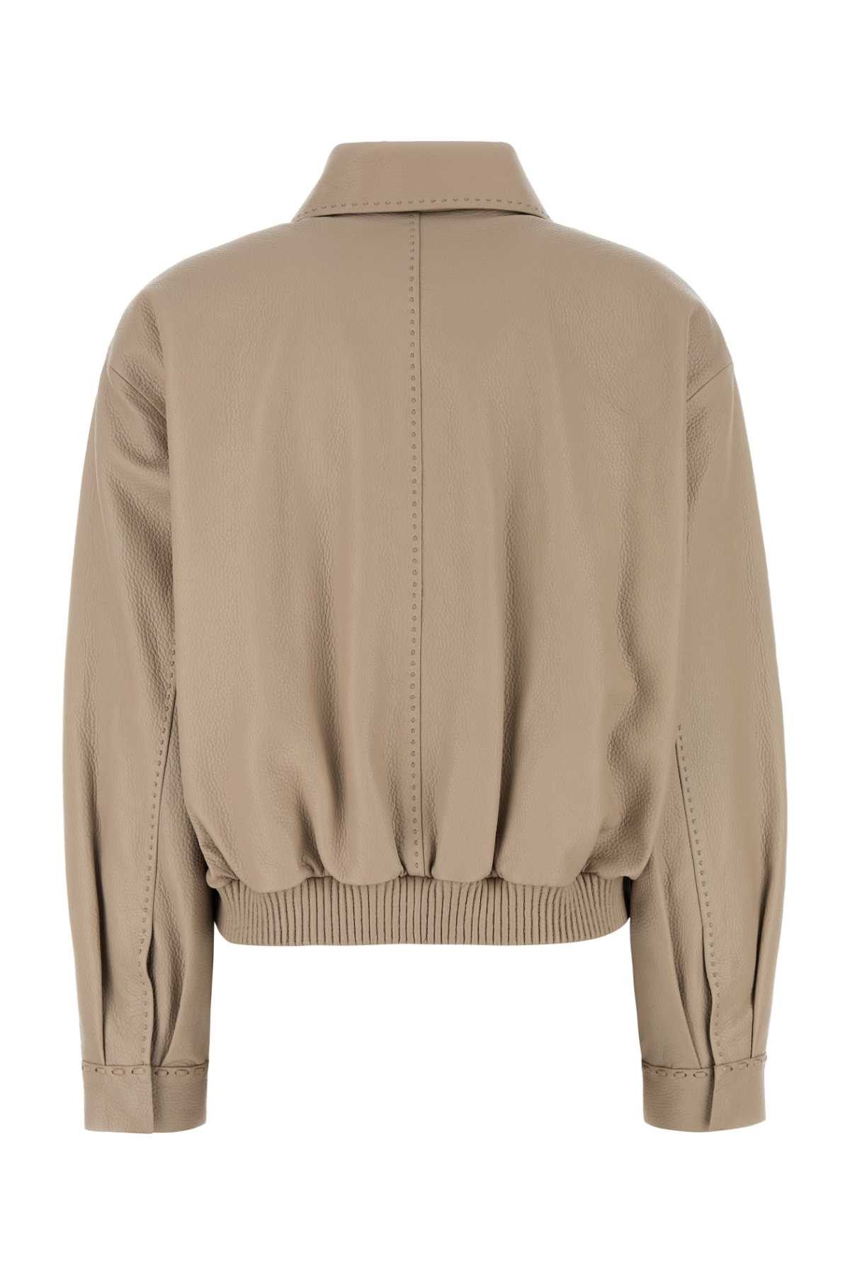 Fendi Cappuccino Leather Jacket Size S / US 4 / IT 40 - 2 Thumbnail