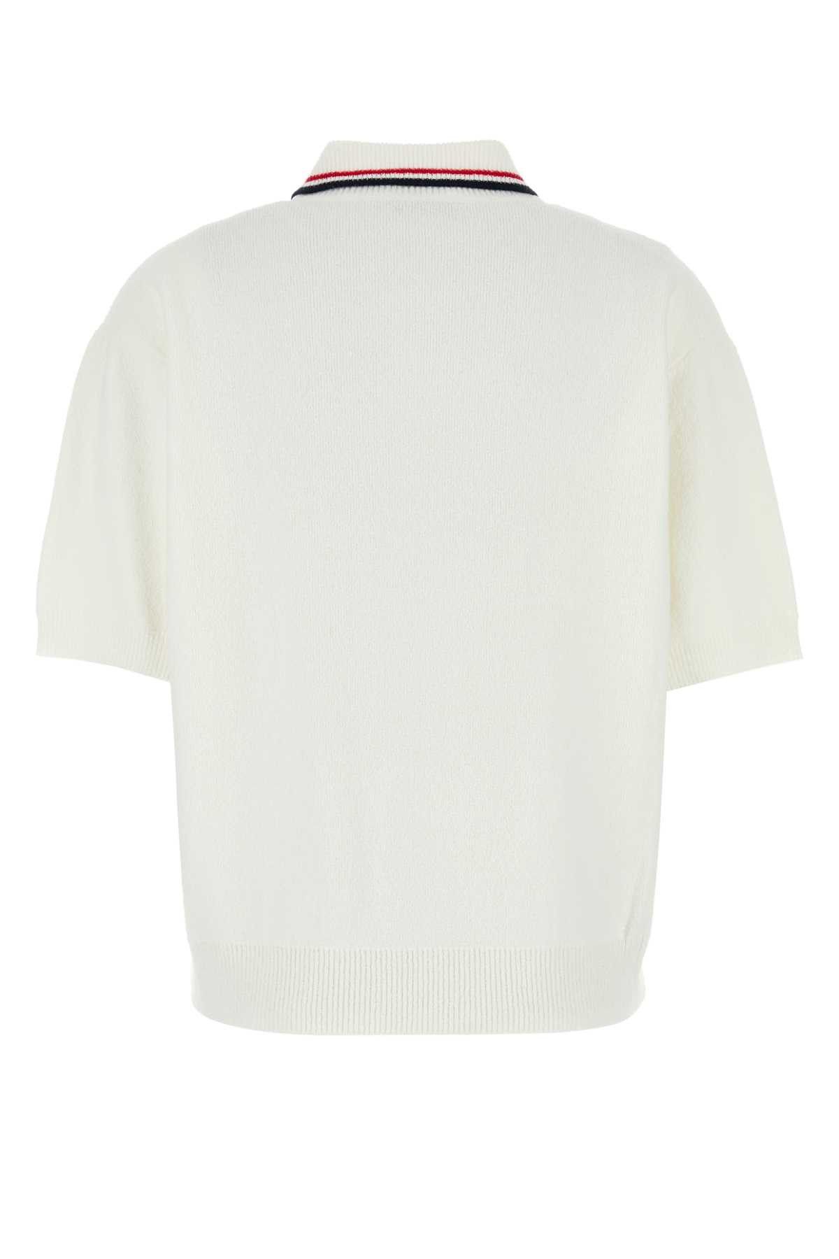 Miu Miu White Stretch Terry Fabric Polo Shirt Size M / US 6-8 / IT 42-44 - 2 Thumbnail