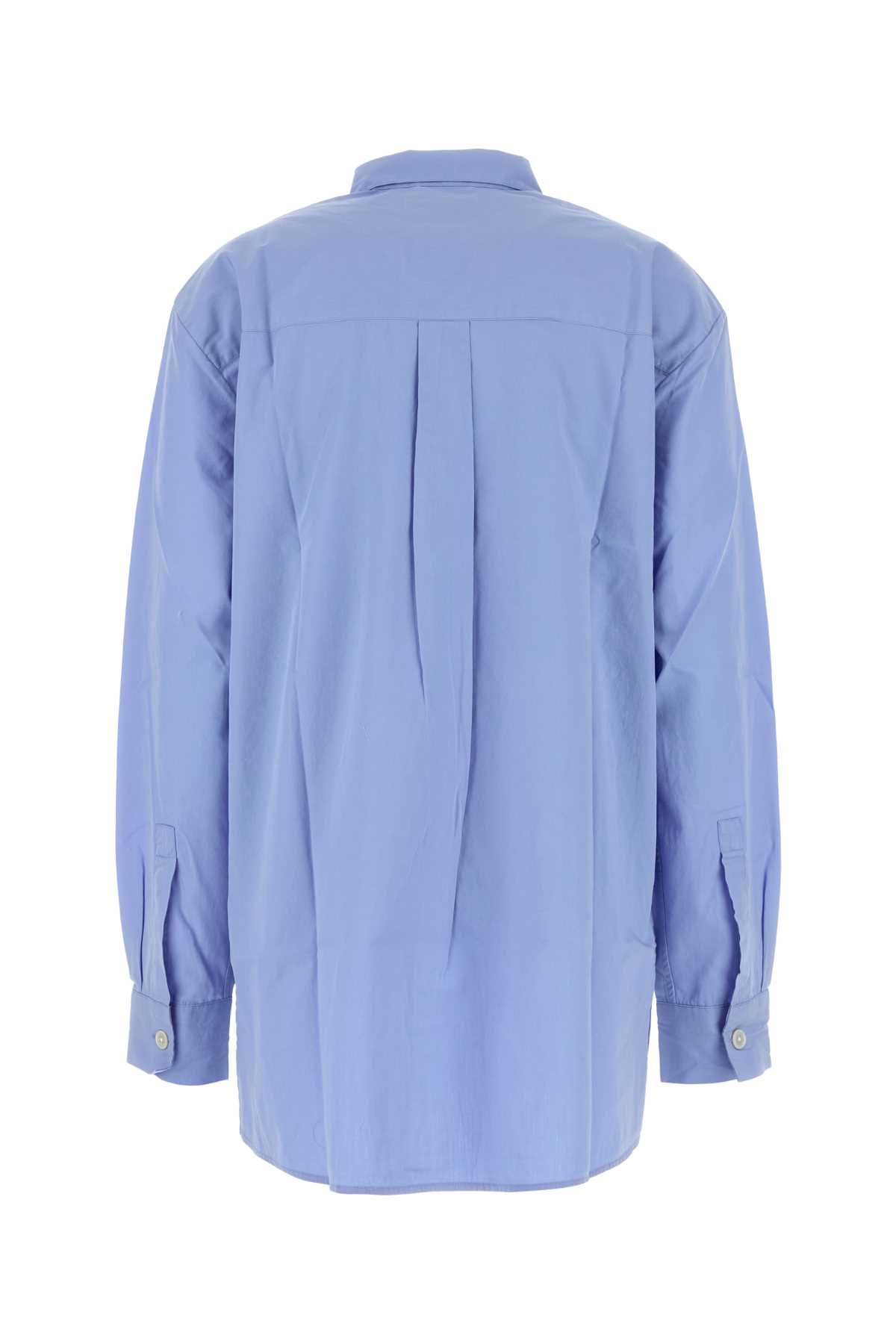 Tekla Cerulean Blue Poplin Oversize Pyjama Shirt Size L / US 10 / IT 46 - 2 Thumbnail