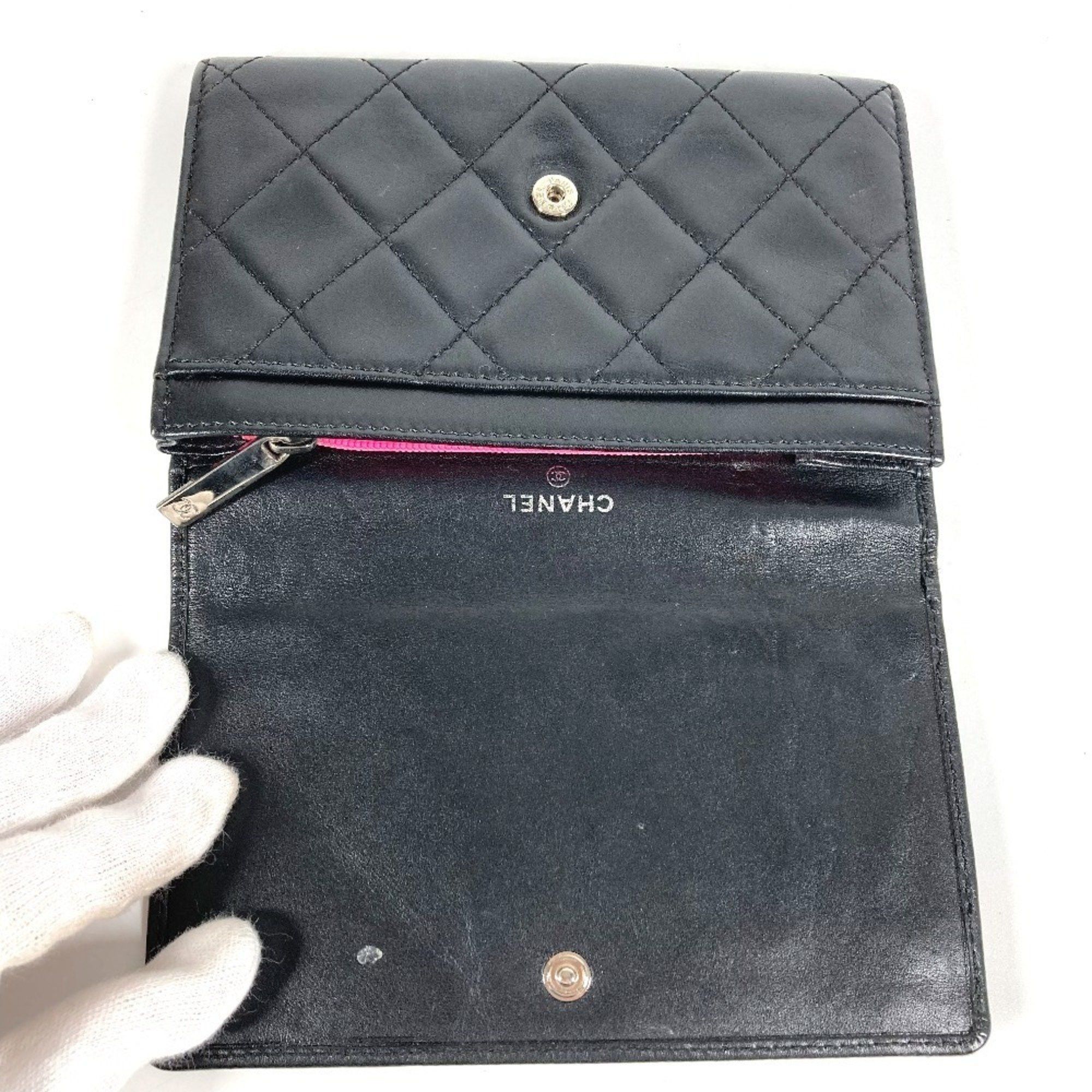 Chanel CHANEL Cambon CC Coco Mark Logo Compact Wallet, Leather, Women's, Black Size ONE SIZE - 8 Thumbnail