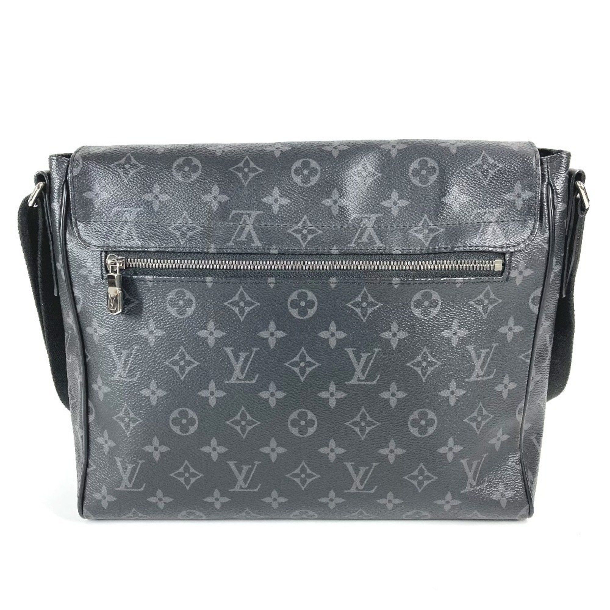 LOUIS VUITTON M46255 Monogram Eclipse District PM NV3 Flap Shoulder Bag in Canvas, Unisex, Black