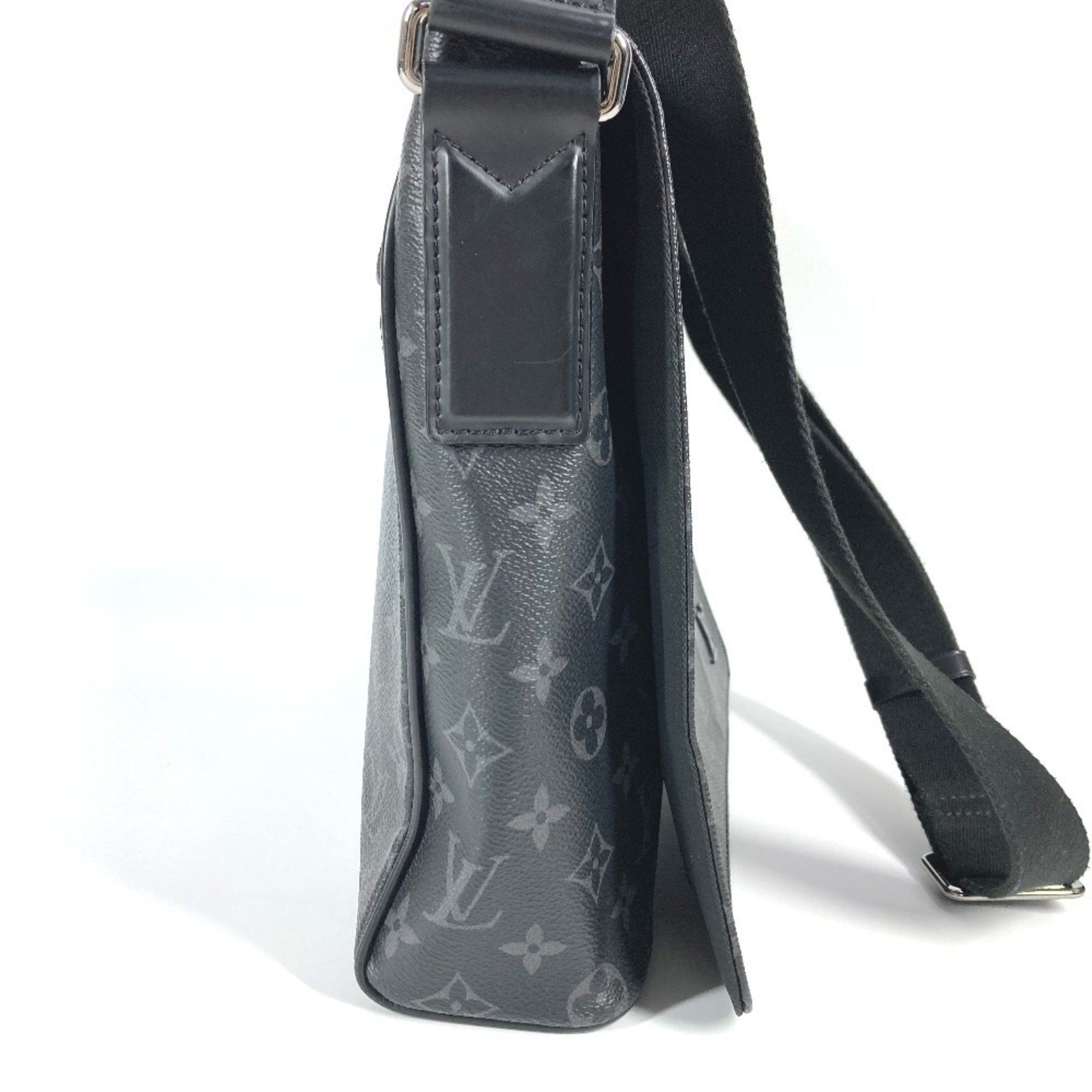 LOUIS VUITTON M46255 Monogram Eclipse District PM NV3 Flap Shoulder Bag in Canvas, Unisex, Black