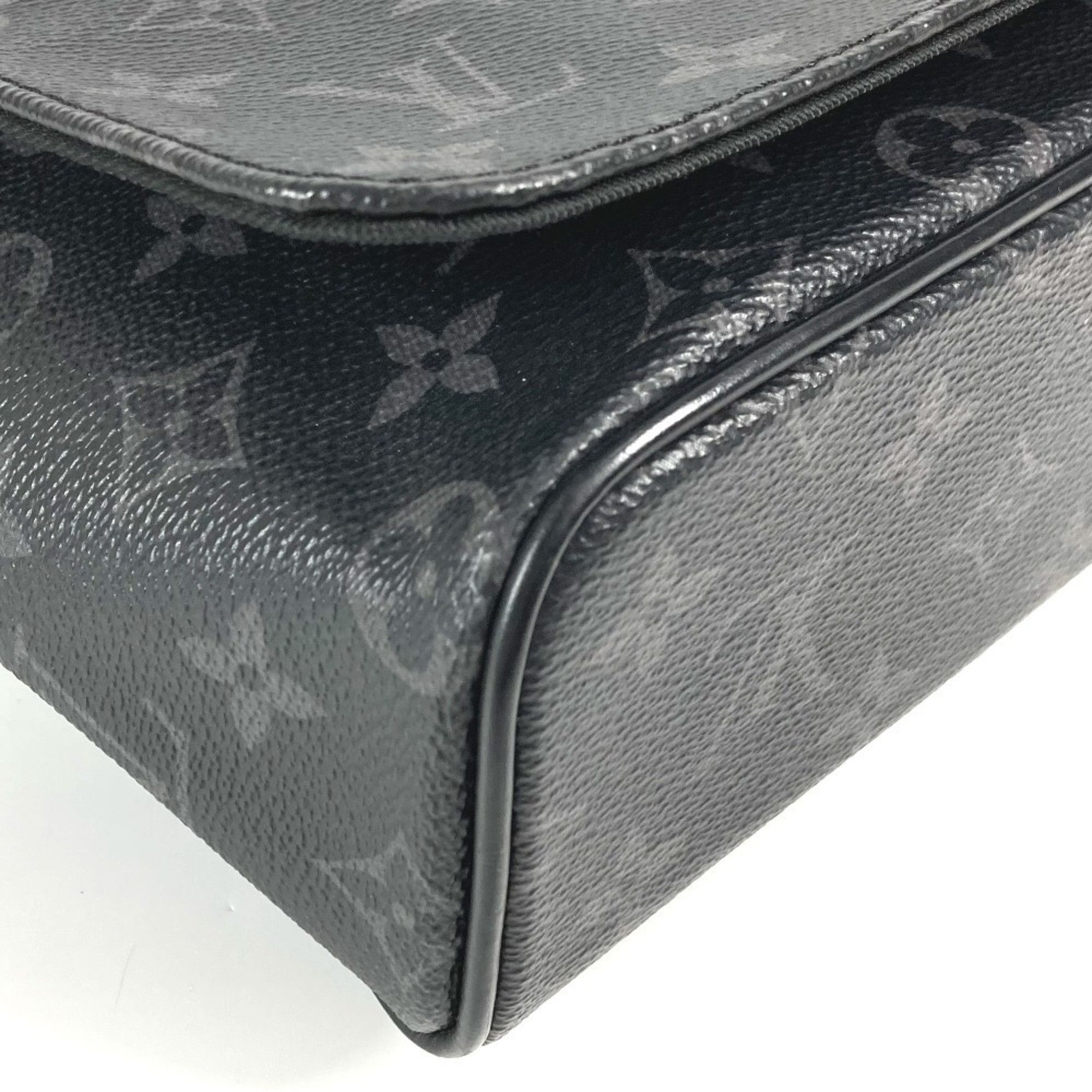 LOUIS VUITTON M46255 Monogram Eclipse District PM NV3 Flap Shoulder Bag in Canvas, Unisex, Black