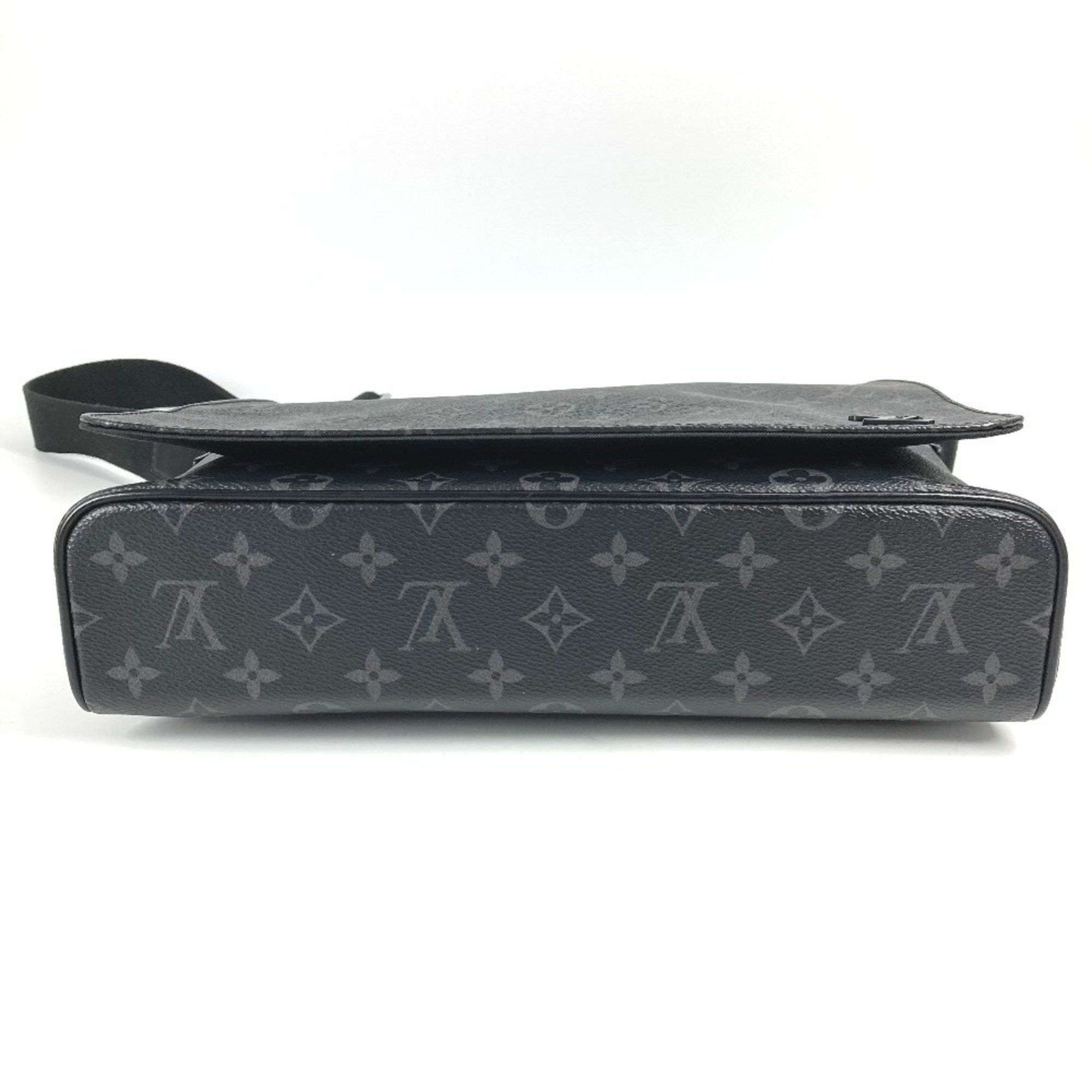 LOUIS VUITTON M46255 Monogram Eclipse District PM NV3 Flap Shoulder Bag in Canvas, Unisex, Black