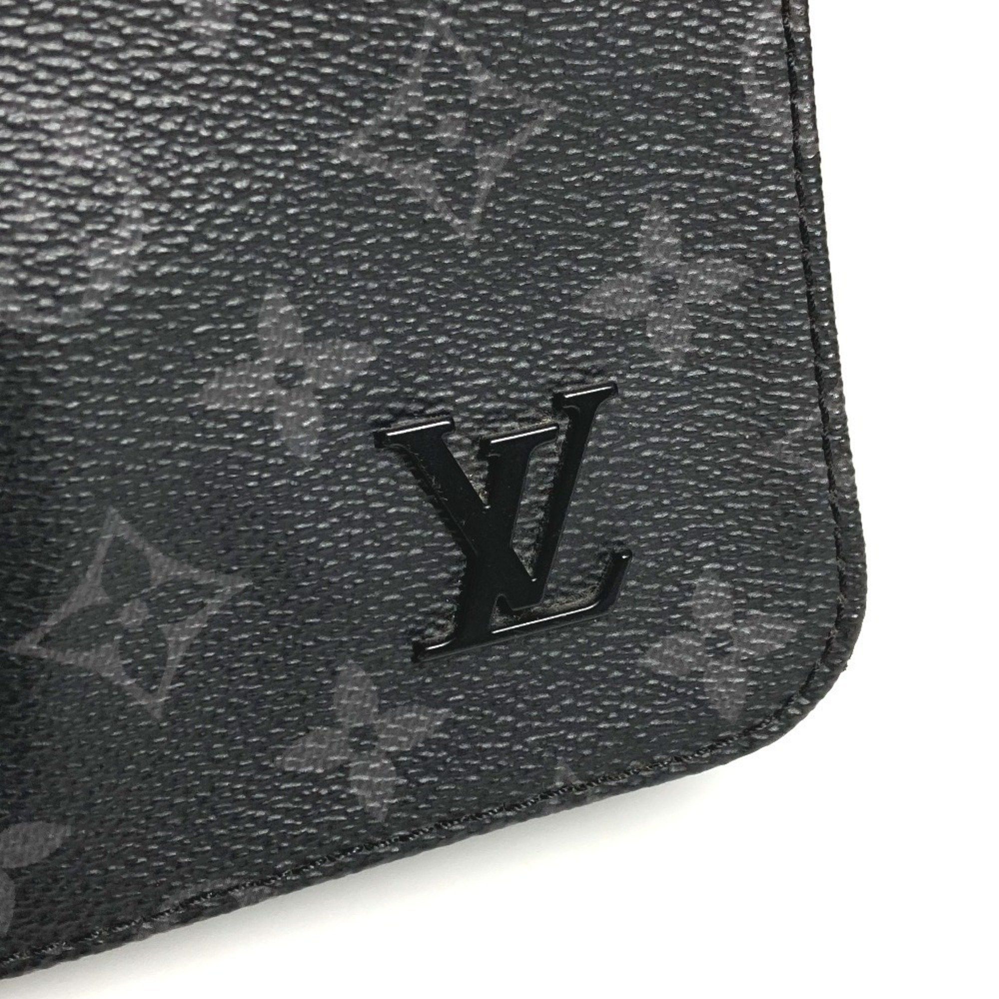 LOUIS VUITTON M46255 Monogram Eclipse District PM NV3 Flap Shoulder Bag in Canvas, Unisex, Black