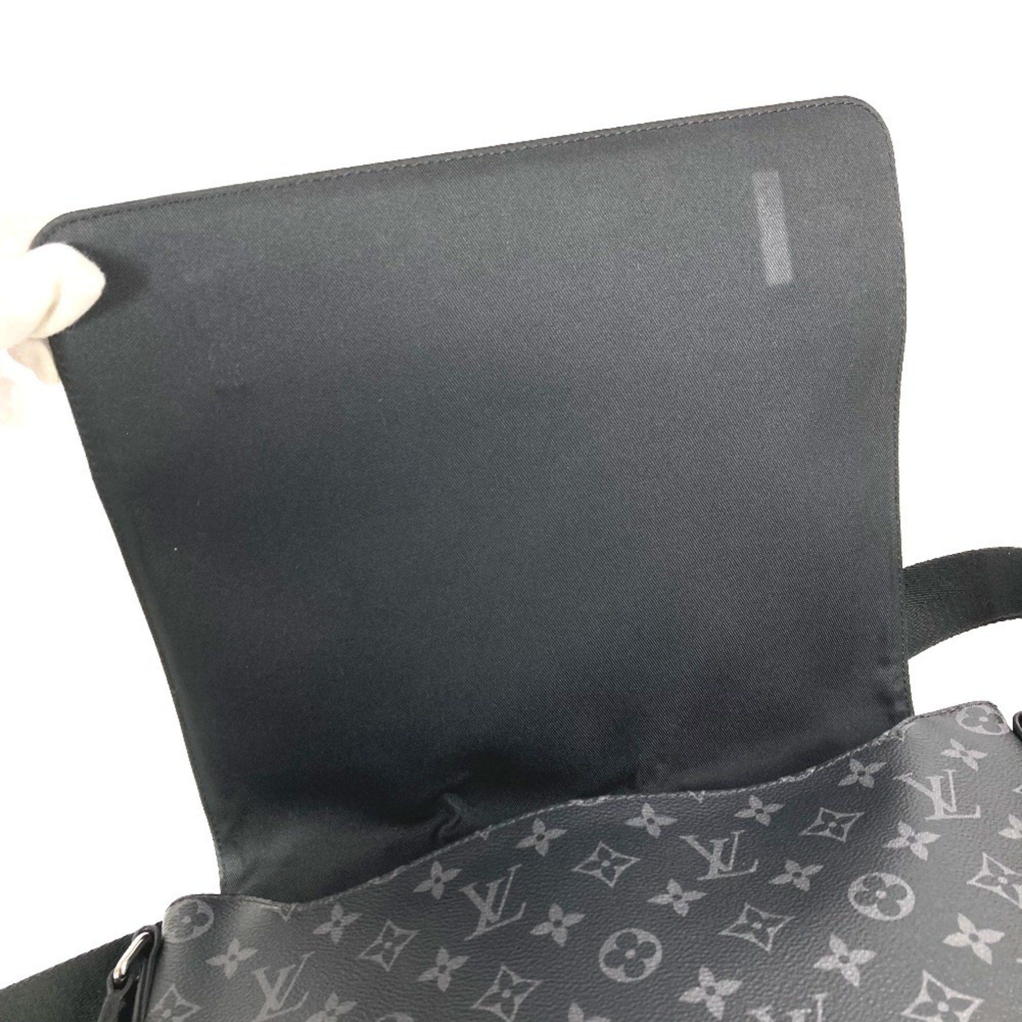 LOUIS VUITTON M46255 Monogram Eclipse District PM NV3 Flap Shoulder Bag in Canvas, Unisex, Black
