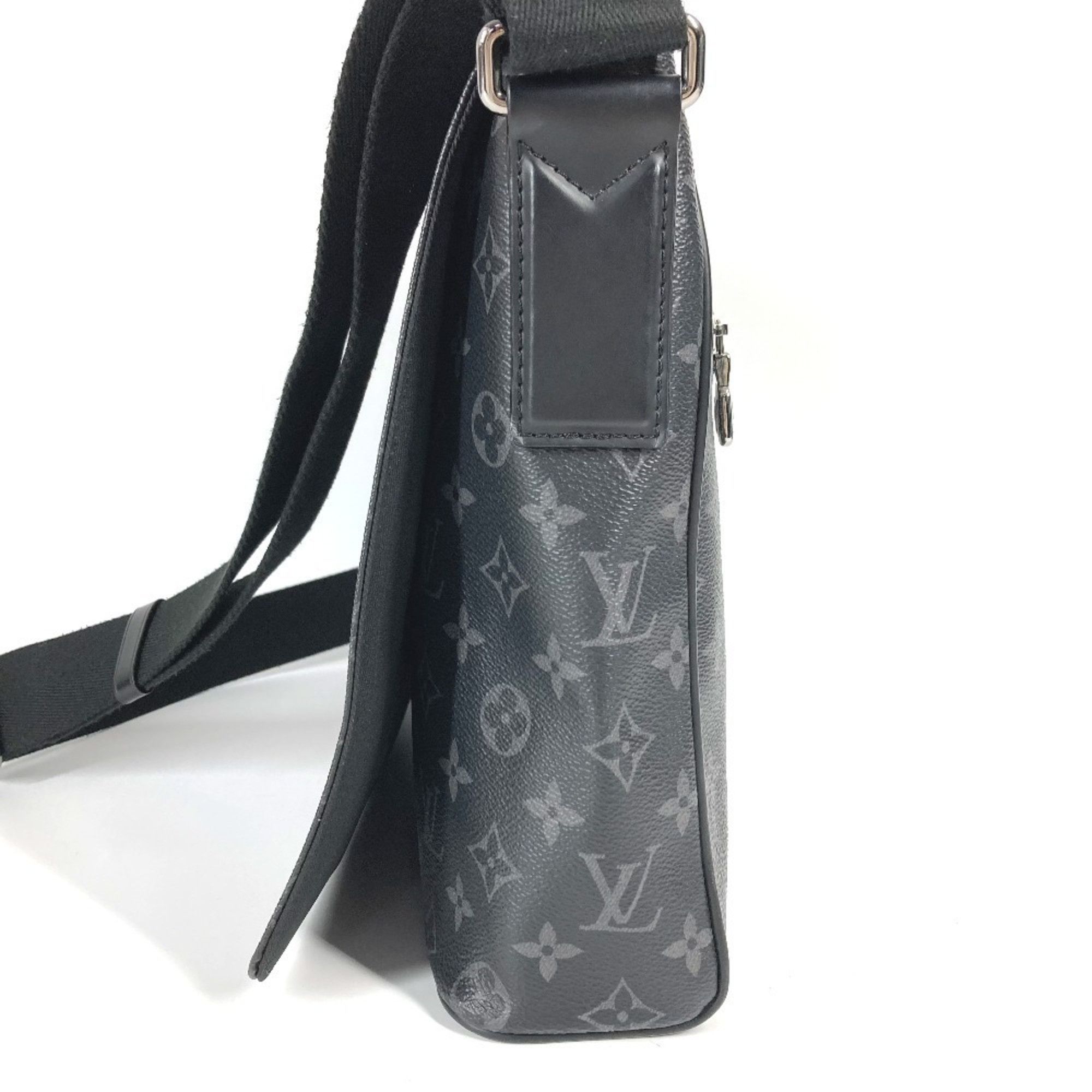 LOUIS VUITTON M46255 Monogram Eclipse District PM NV3 Flap Shoulder Bag in Canvas, Unisex, Black
