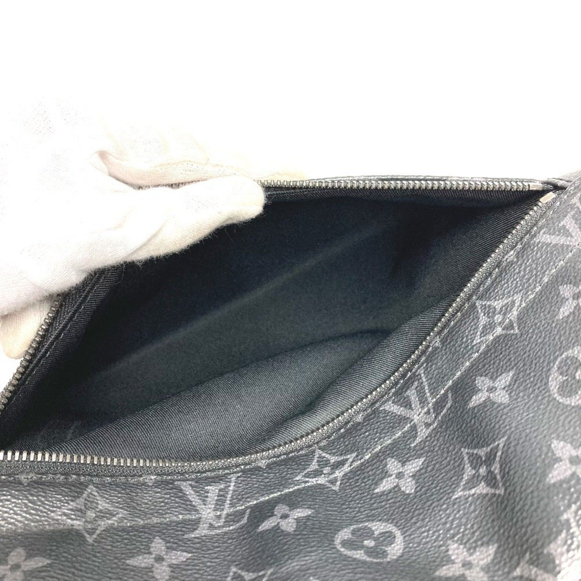 LOUIS VUITTON M46255 Monogram Eclipse District PM NV3 Flap Shoulder Bag in Canvas, Unisex, Black