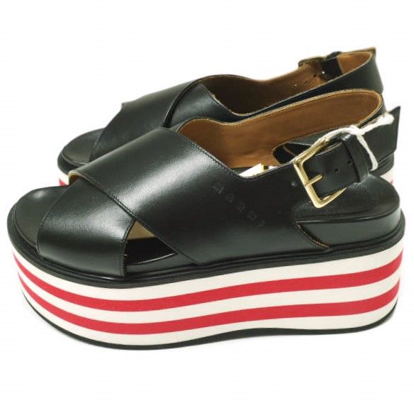 Marni Marni Marni Fussbett Wedge Sandal Leather Sandals Leather Shoes ZPMS007506 P3586 DUTY FREE for USA Size ONE SIZE - 2 Thumbnail