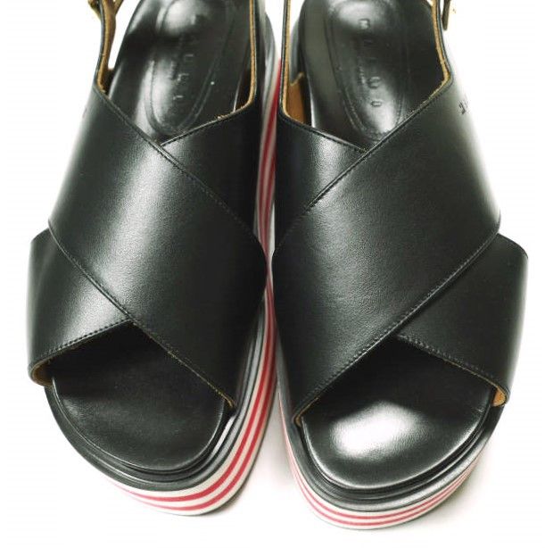 Marni Marni Marni Fussbett Wedge Sandal Leather Sandals Leather Shoes ZPMS007506 P3586 DUTY FREE for USA Size ONE SIZE - 6 Thumbnail