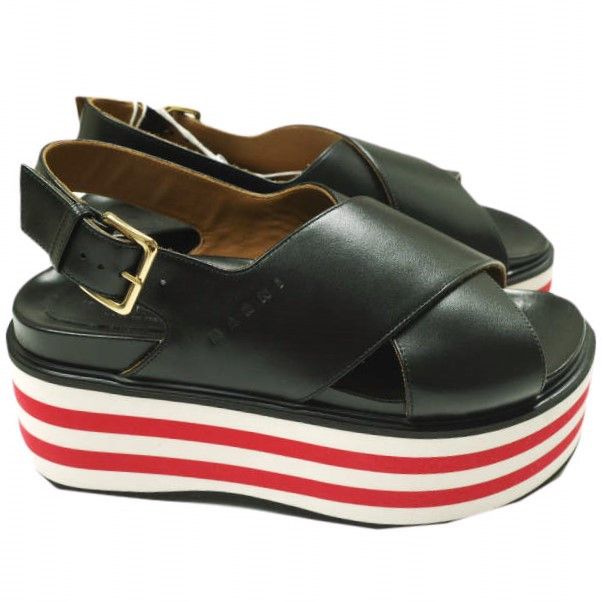 Marni Marni Marni Fussbett Wedge Sandal Leather Sandals Leather Shoes ZPMS007506 P3586 DUTY FREE for USA Size ONE SIZE - 3 Thumbnail