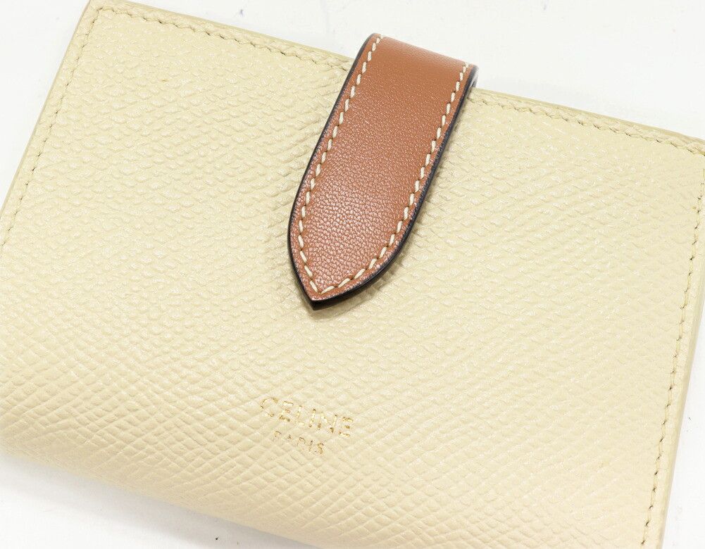 Celine Celine Celine Fine Stripe Grained Calfskin Compact Wallet Leather Short Wallet S-9P-4261 DUTY FREE for USA Size ONE SIZE - 5 Thumbnail