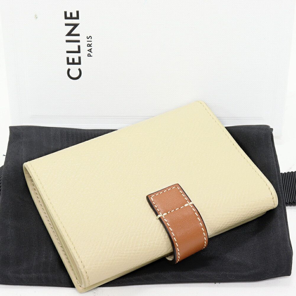 Celine Celine Celine Fine Stripe Grained Calfskin Compact Wallet Leather Short Wallet S-9P-4261 DUTY FREE for USA Size ONE SIZE - 2 Thumbnail