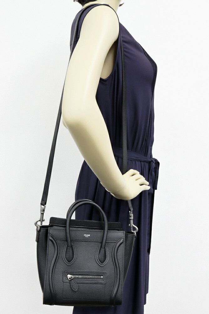 Celine Celine Celine Luggage Nano Shopper Drummed Calfskin 2way Bag Leather Shoulder Bag 189243DRU.38NO DUTY FREE for USA Size ONE SIZE - 2 Thumbnail