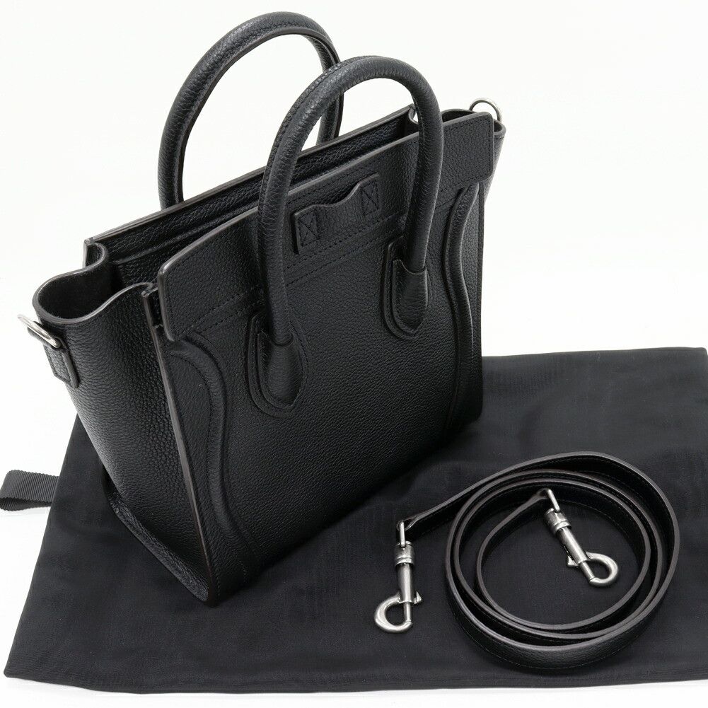 Celine Celine Celine Luggage Nano Shopper Drummed Calfskin 2way Bag Leather Shoulder Bag 189243DRU.38NO DUTY FREE for USA Size ONE SIZE - 3 Thumbnail