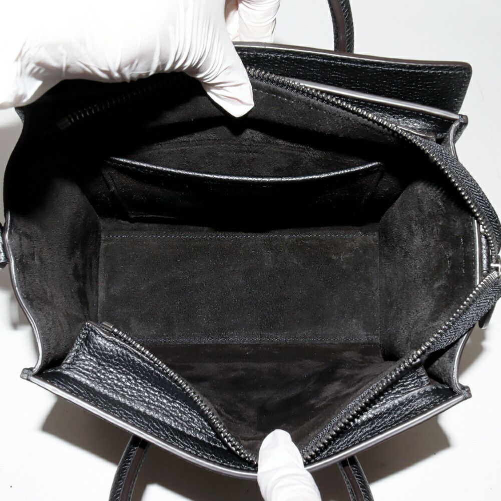 Celine Celine Celine Luggage Nano Shopper Drummed Calfskin 2way Bag Leather Shoulder Bag 189243DRU.38NO DUTY FREE for USA Size ONE SIZE - 4 Thumbnail