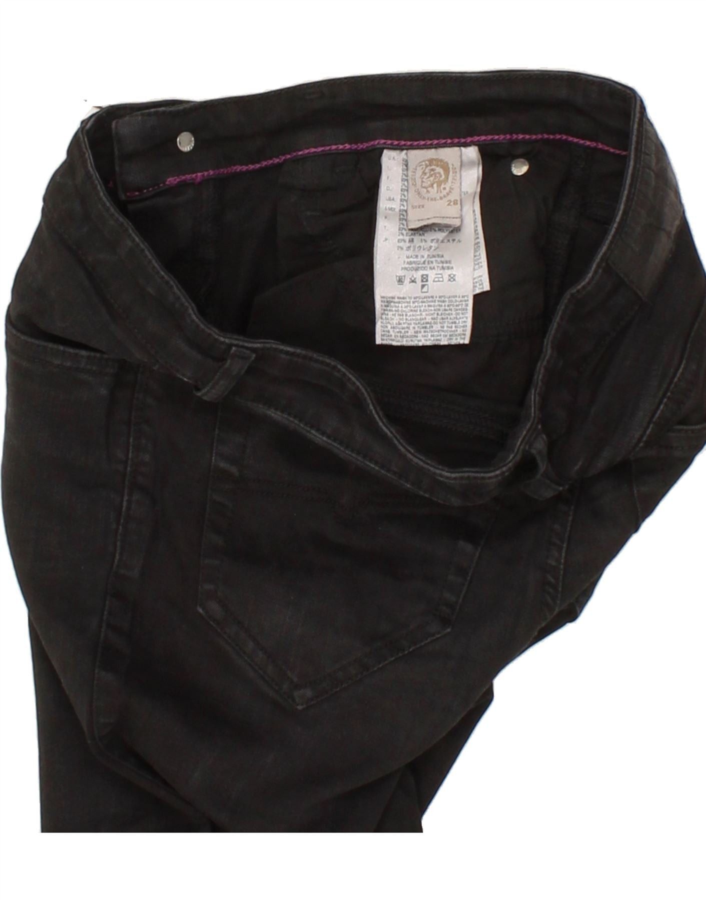 Diesel Womens Cropped Jeans W28 L25 Black Cotton Size 42" / US 20 - 3 Thumbnail