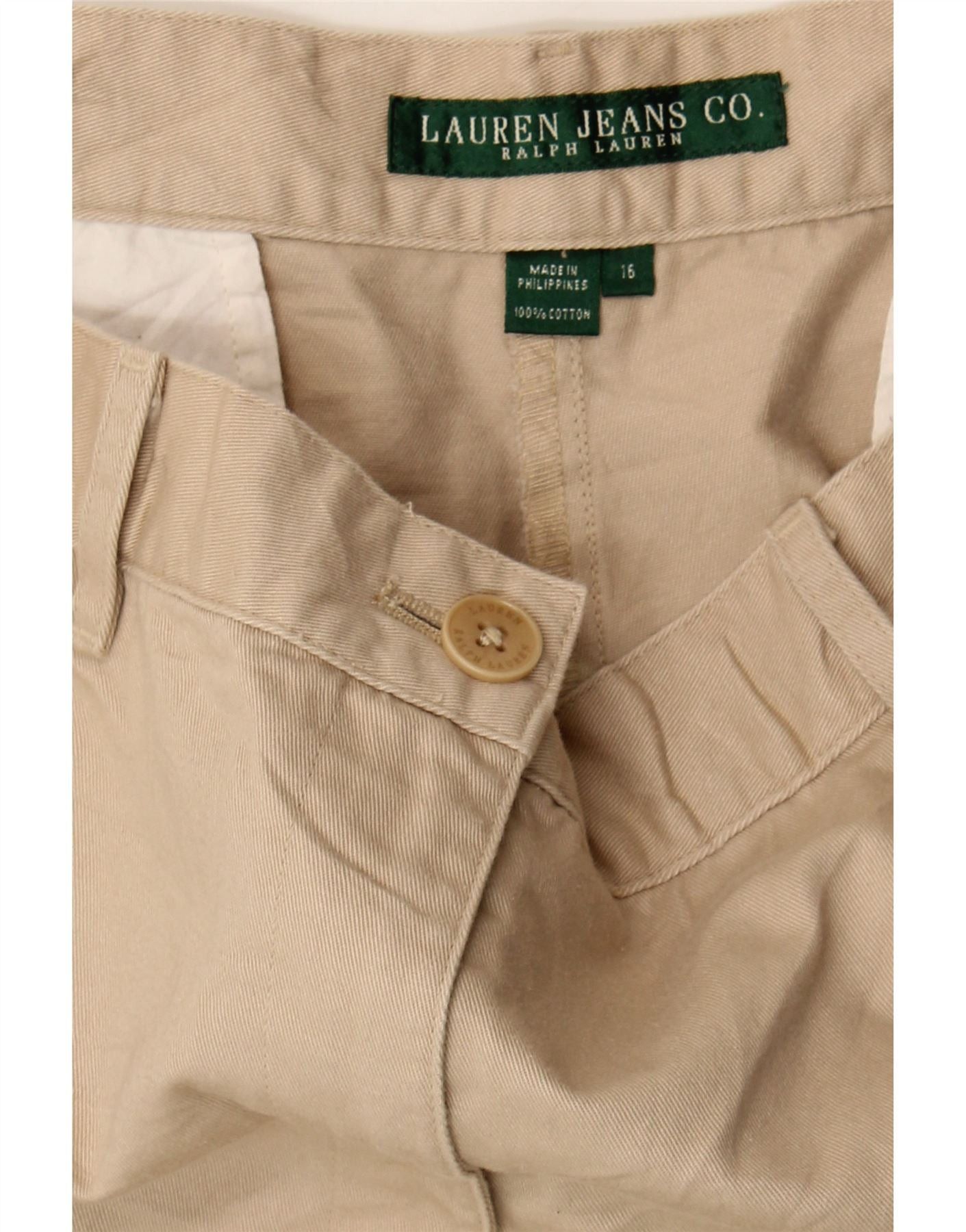 Ralph Lauren Womens Chino Shorts US 16 2XL W36 Beige Cotton Size 34" / US 12 / IT 48 - 3 Thumbnail