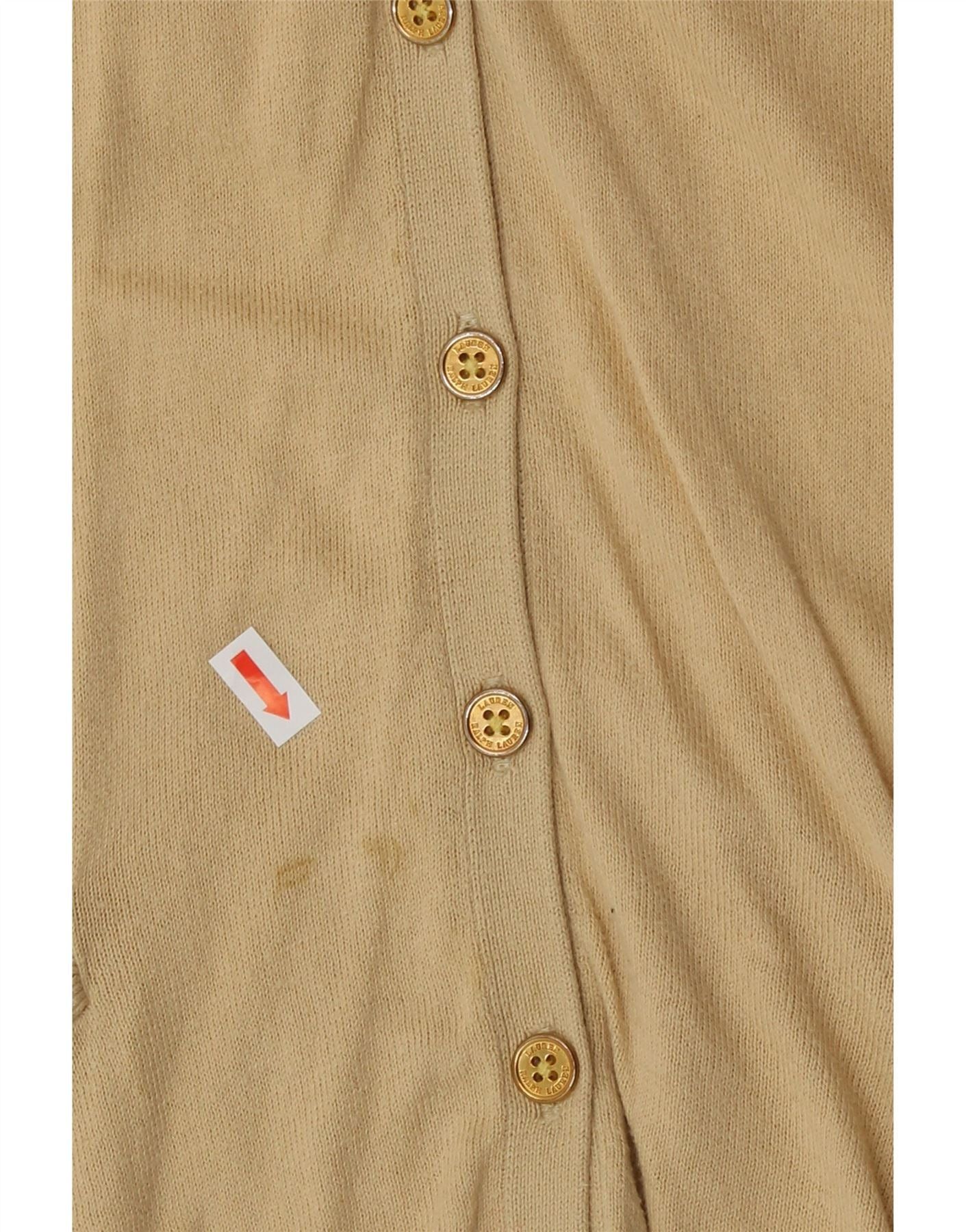 Ralph Lauren Womens Cardigan Sweater UK 14 Large Beige Cotton Size L / US 10 / IT 46 - 3 Thumbnail