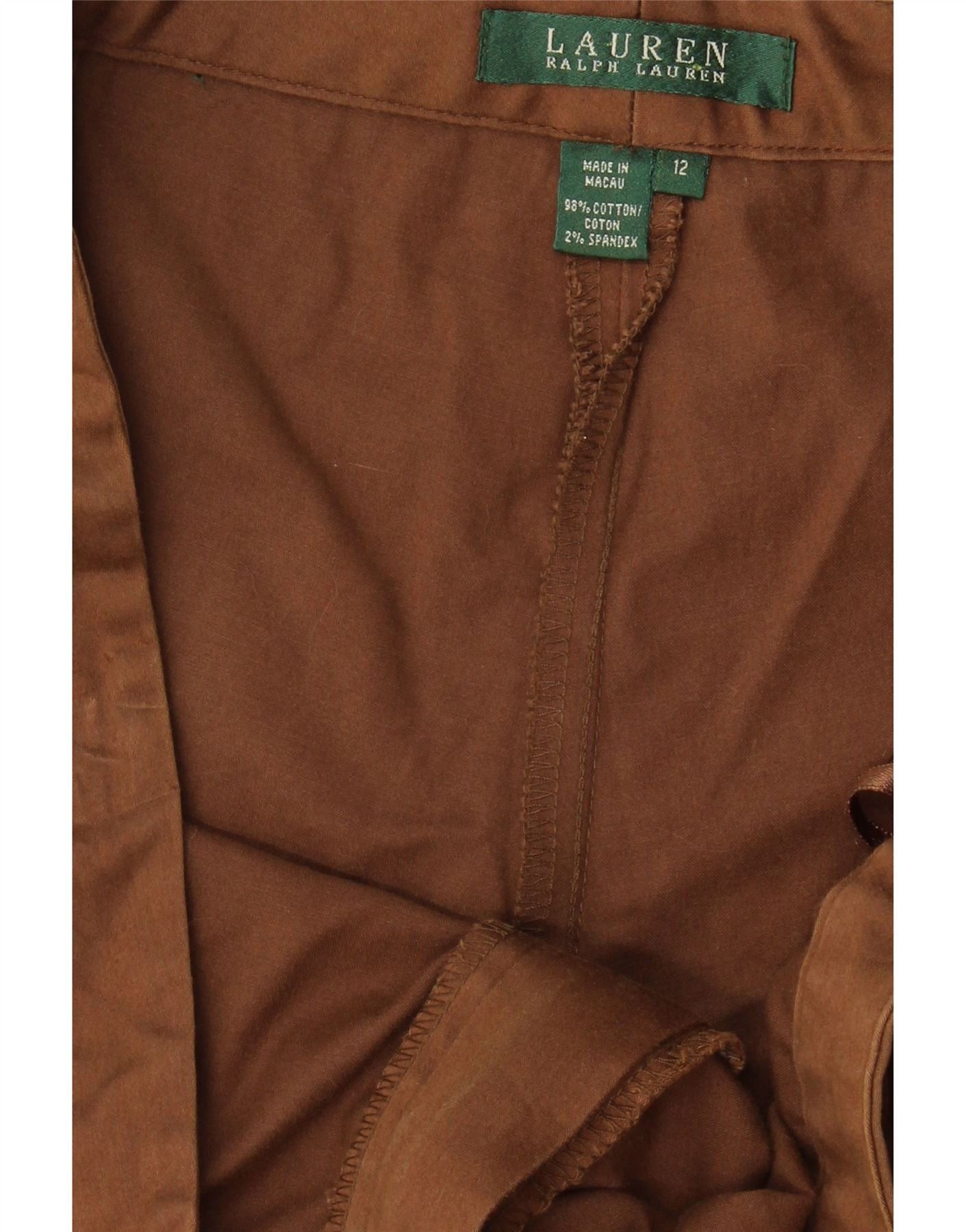 Ralph Lauren Womens Straight Cropped Trousers US 12 Large W34 L25 Brown Size 30" / US 8 / IT 44 - 3 Thumbnail