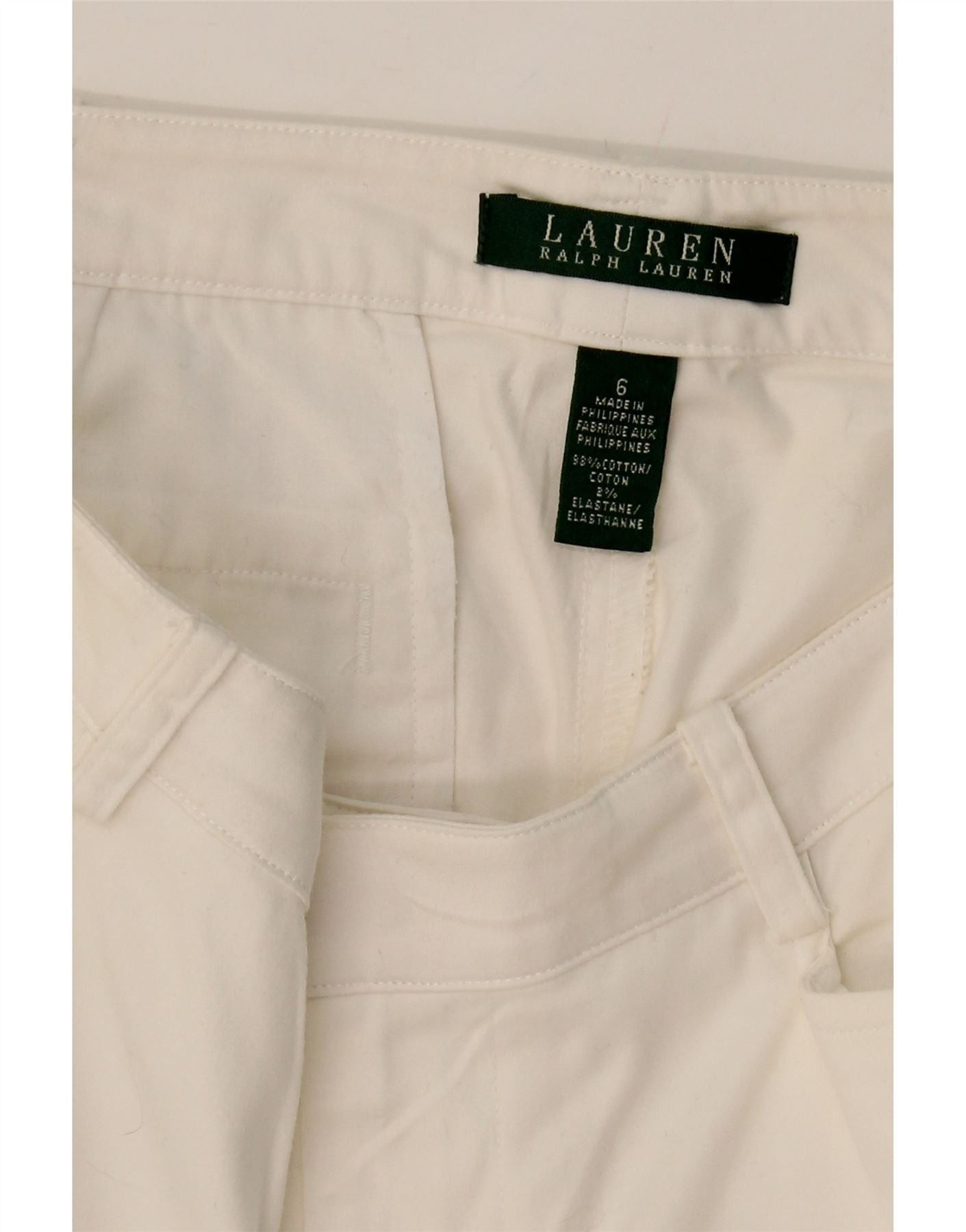 Ralph Lauren Womens Slim Casual Trousers US 6 Medium W32 L30 White Cotton Size 26" / US 2 / IT 38 - 3 Thumbnail