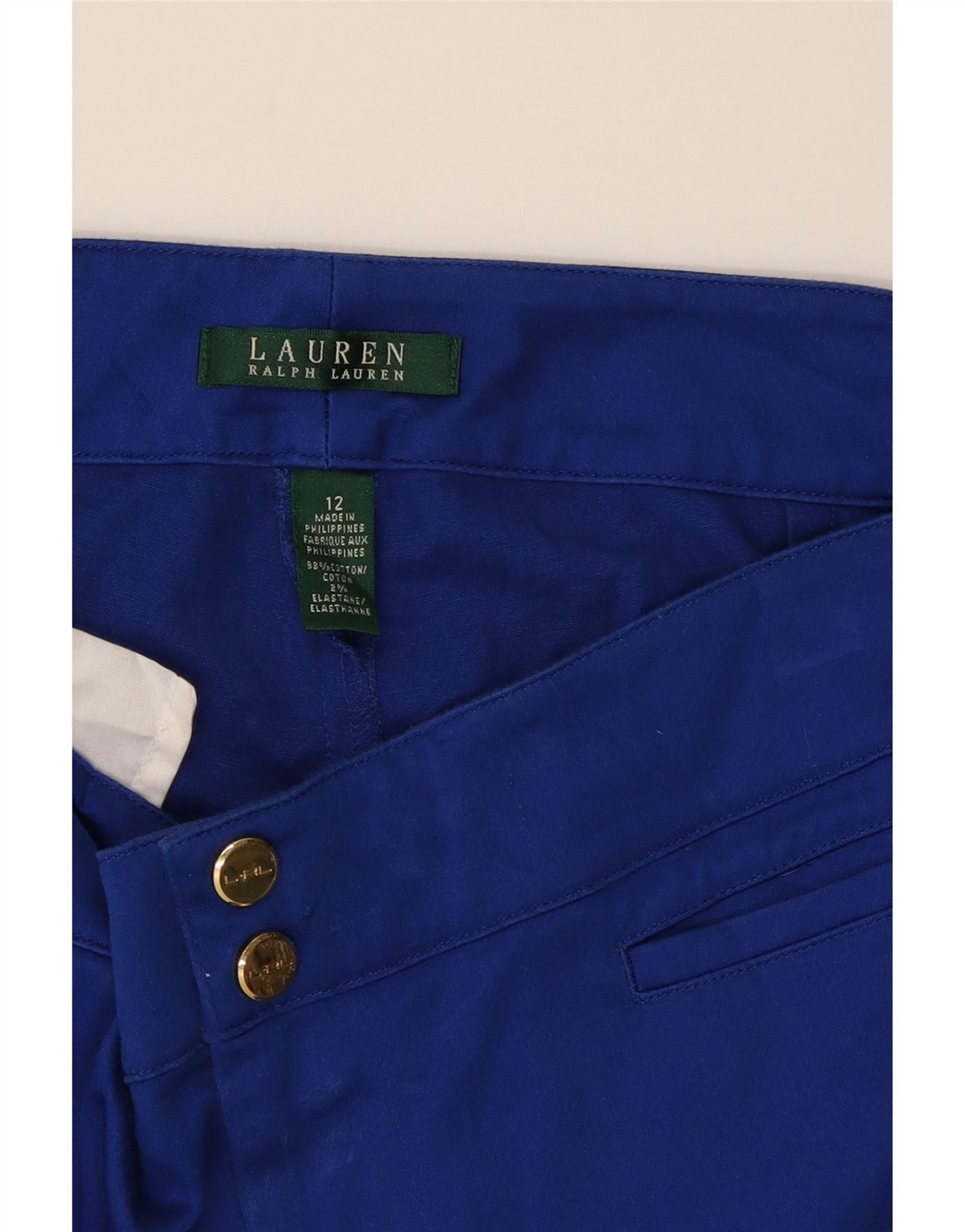 Ralph Lauren Womens Slim Casual Trousers US 12 Large W34 L28 Blue Cotton Size 30" / US 8 / IT 44 - 4 Thumbnail