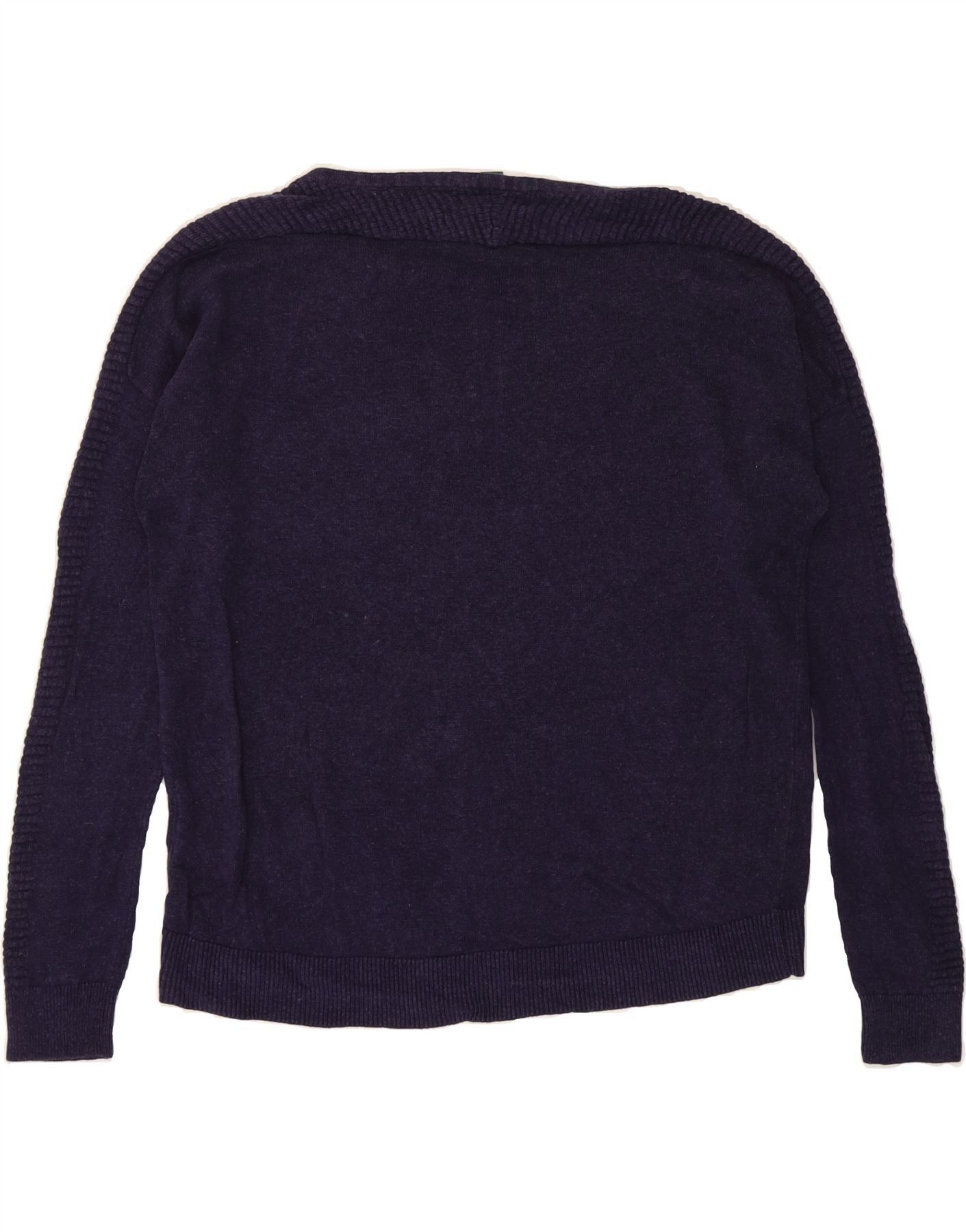 Ralph Lauren Womens Boat Neck Jumper Sweater UK 16 Large Navy Blue Linen Size L / US 10 / IT 46 - 2 Thumbnail