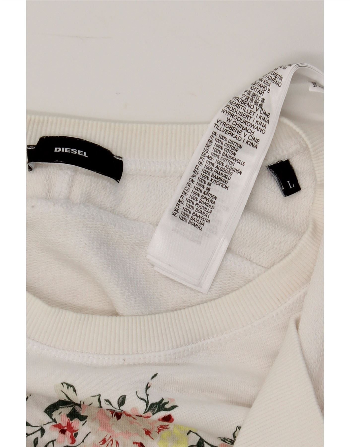 Diesel Womens Graphic Sweatshirt Jumper UK 14 Large White Cotton Size S / US 4 / IT 40 - 4 Thumbnail