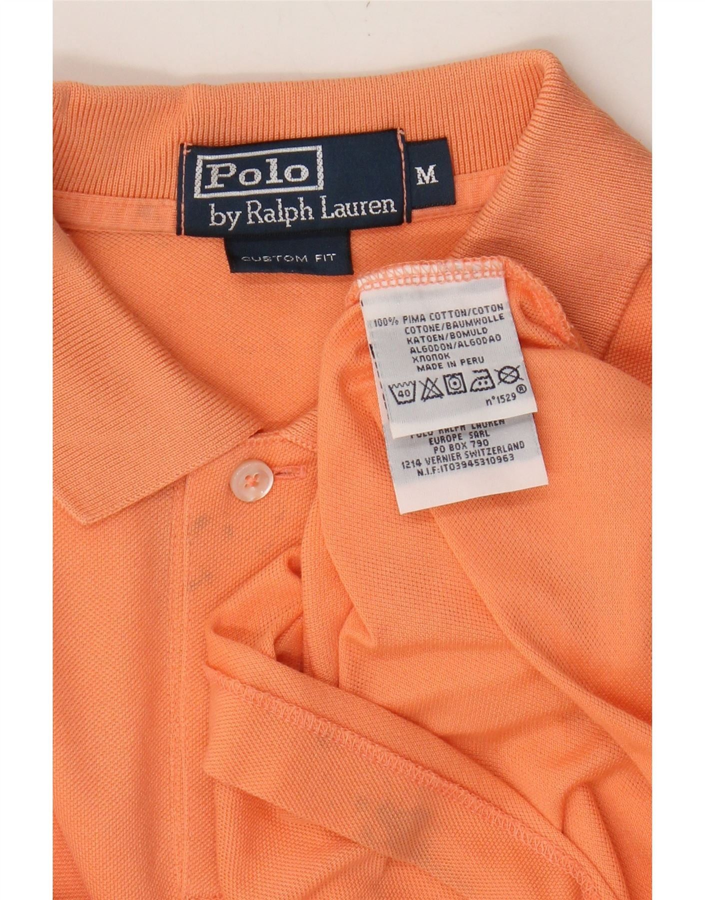 Polo Ralph Lauren Mens Custom Fit Polo Shirt Medium Orange Cotton Size US M / EU 48-50 / 2 - 7 Thumbnail