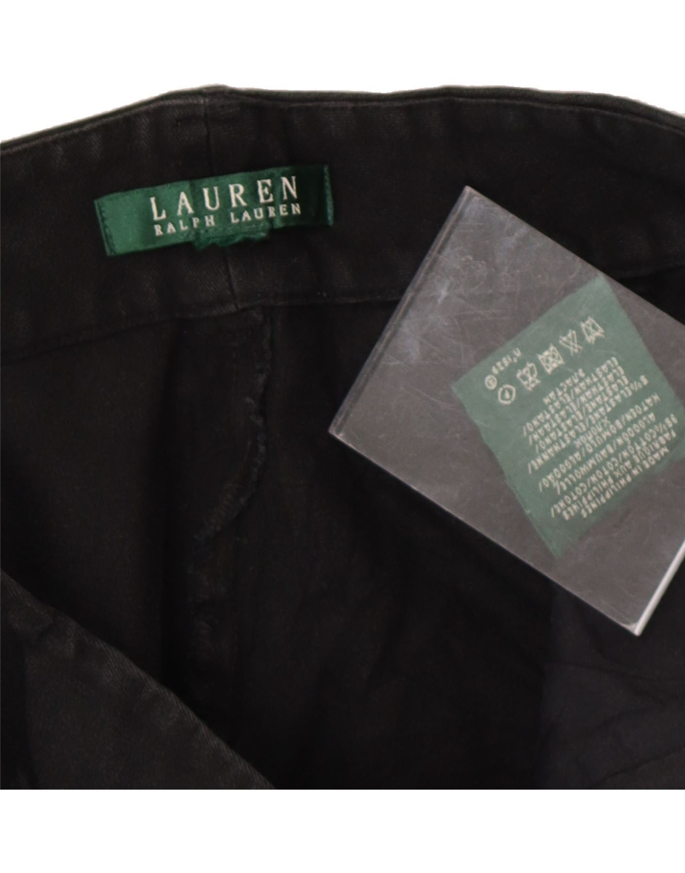 Ralph Lauren Womens Straight Chino Trousers W32 L27 Black Cotton Size 24" / US 00 / IT 34 - 3 Thumbnail