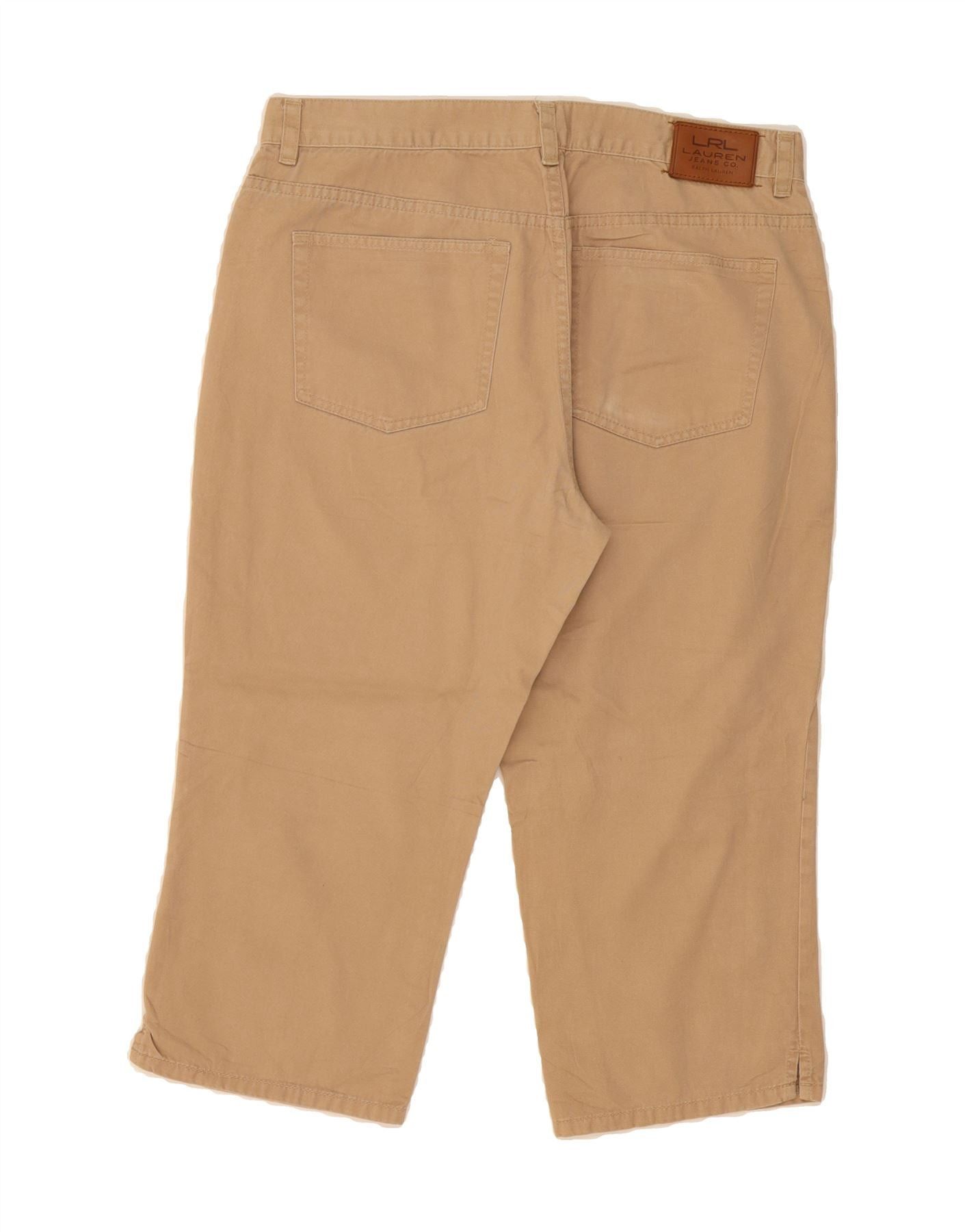 Ralph Lauren Womens Straight Capri Trousers US 12 Large W34 L20 Beige Size 30" / US 8 / IT 44 - 2 Thumbnail