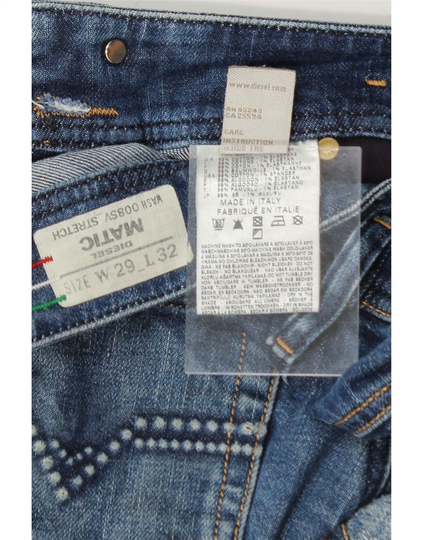 Diesel Womens Matic Slim Jeans W29 L29 Blue Cotton Size 42" / US 20 - 3 Thumbnail