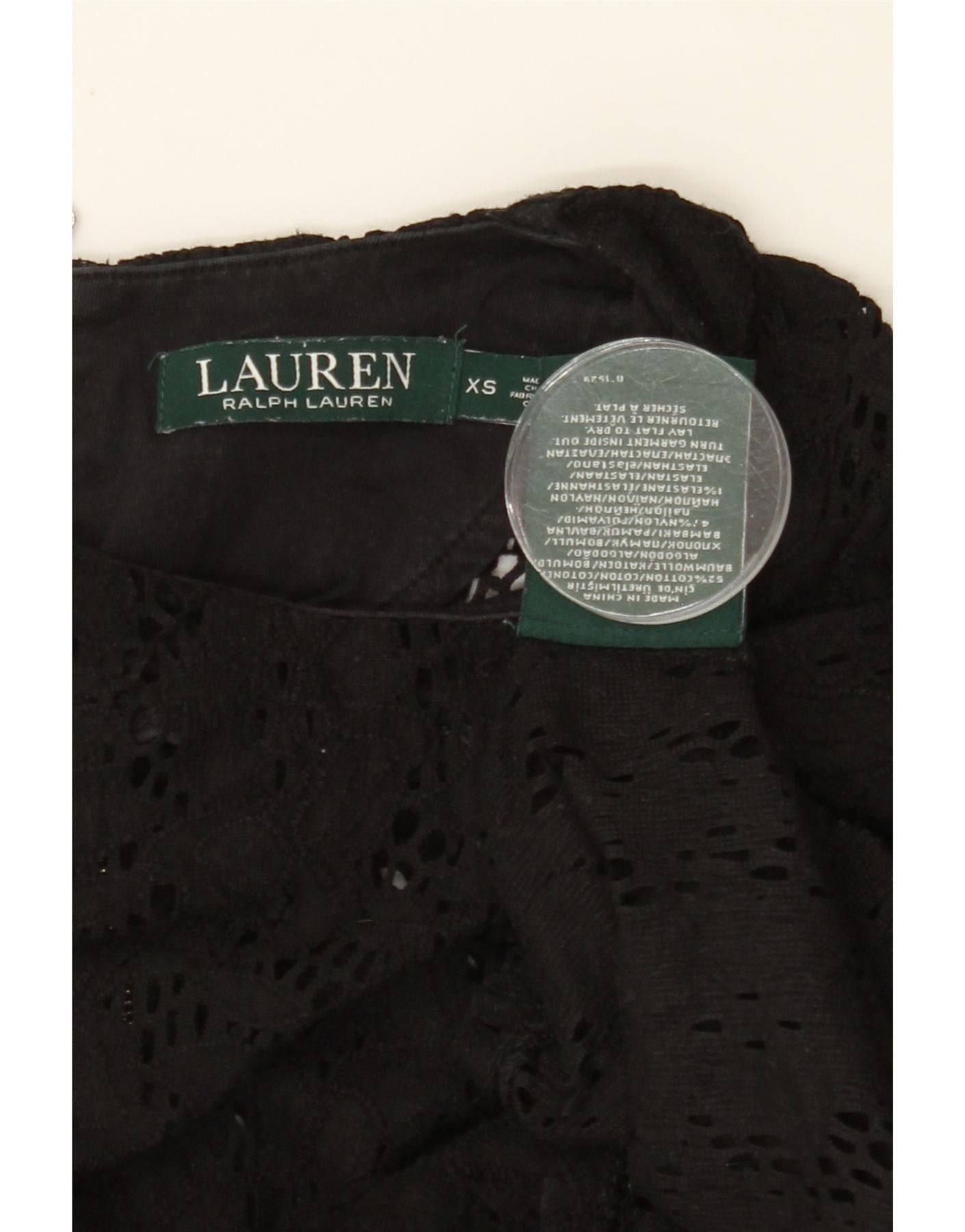 Ralph Lauren Womens See Through Blouse Top UK 6 XS Black Cotton Size XS / US 0-2 / IT 36-38 - 3 Thumbnail