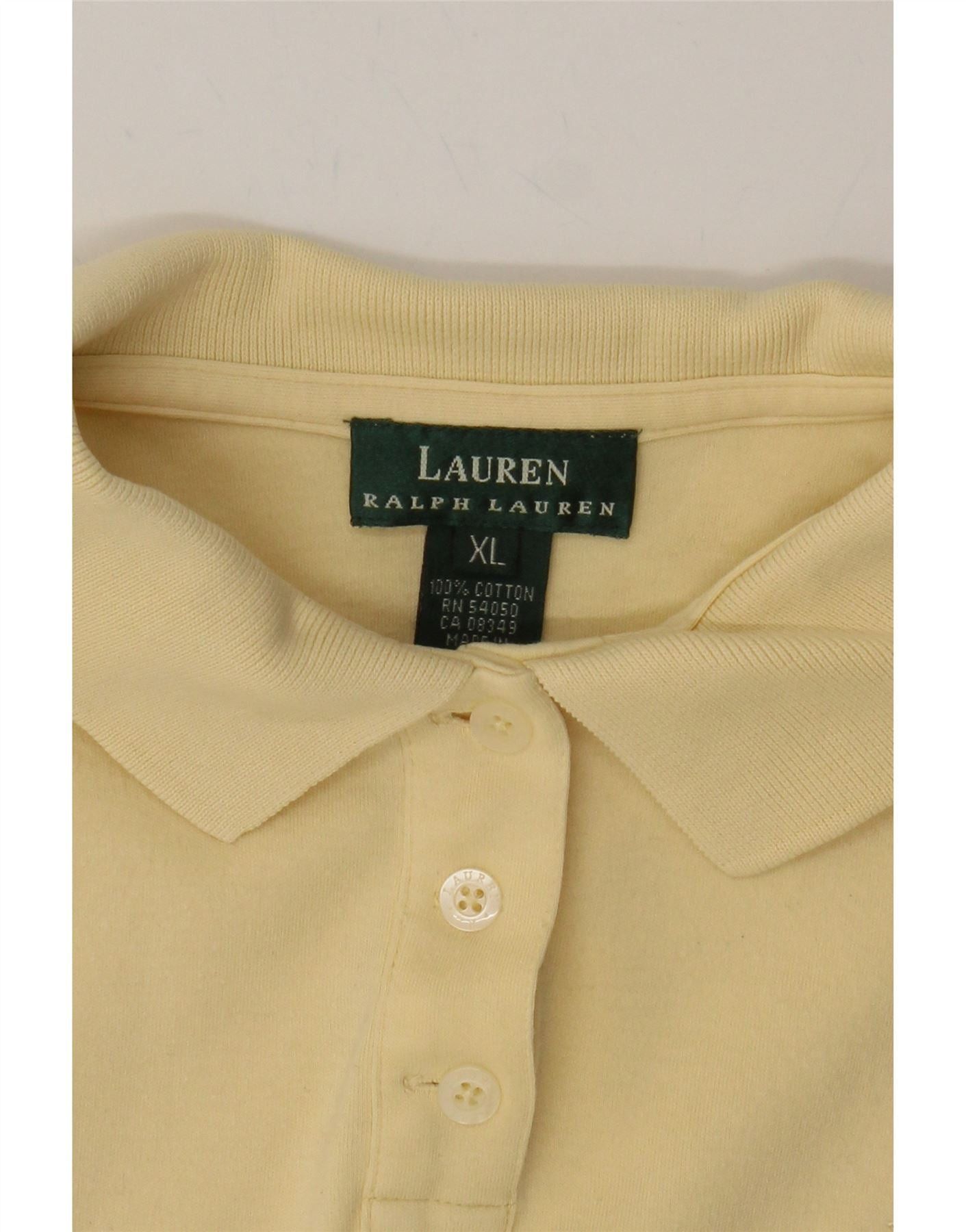 Ralph Lauren Womens Polo Shirt UK 18 XL Yellow Cotton Size XL / US 12-14 / IT 48-50 - 3 Thumbnail