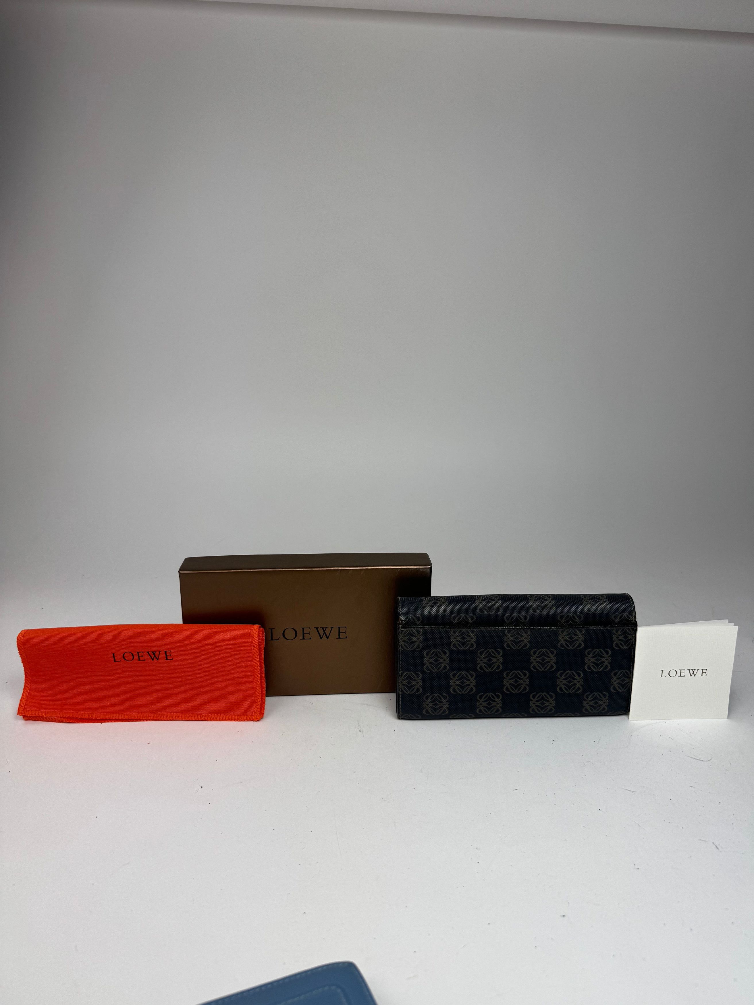Loewe Vintage Anagram Leather Wallet Navy Brown Size ONE SIZE - 3 Thumbnail