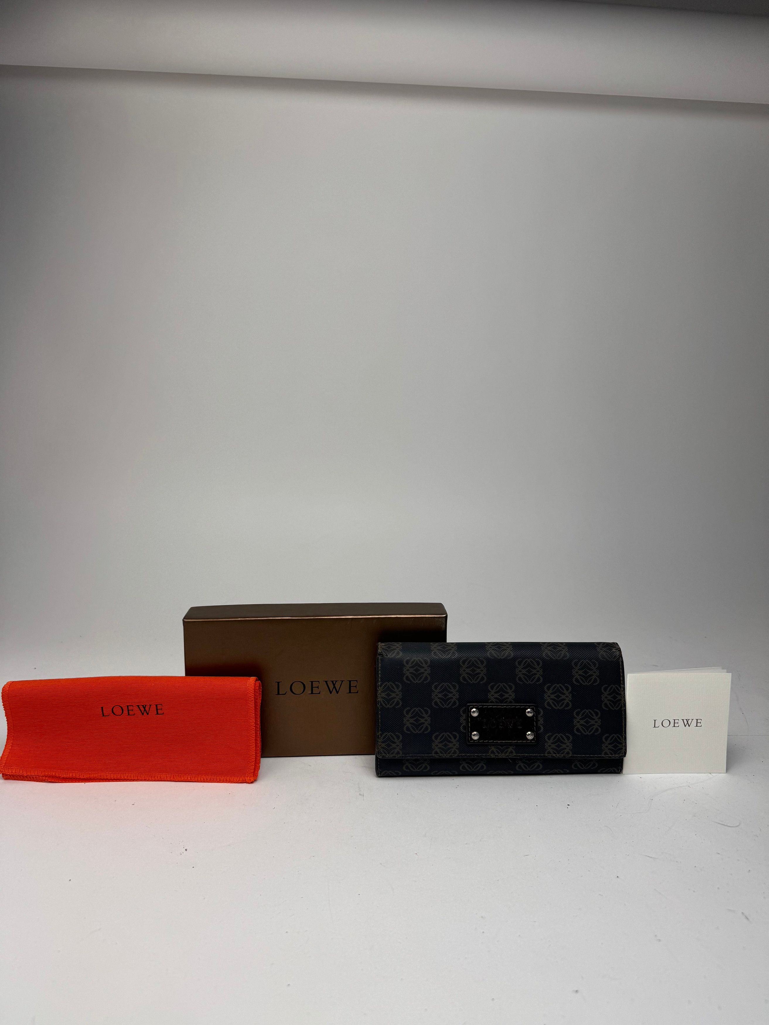 Loewe Vintage Anagram Leather Wallet Navy Brown Size ONE SIZE - 2 Thumbnail