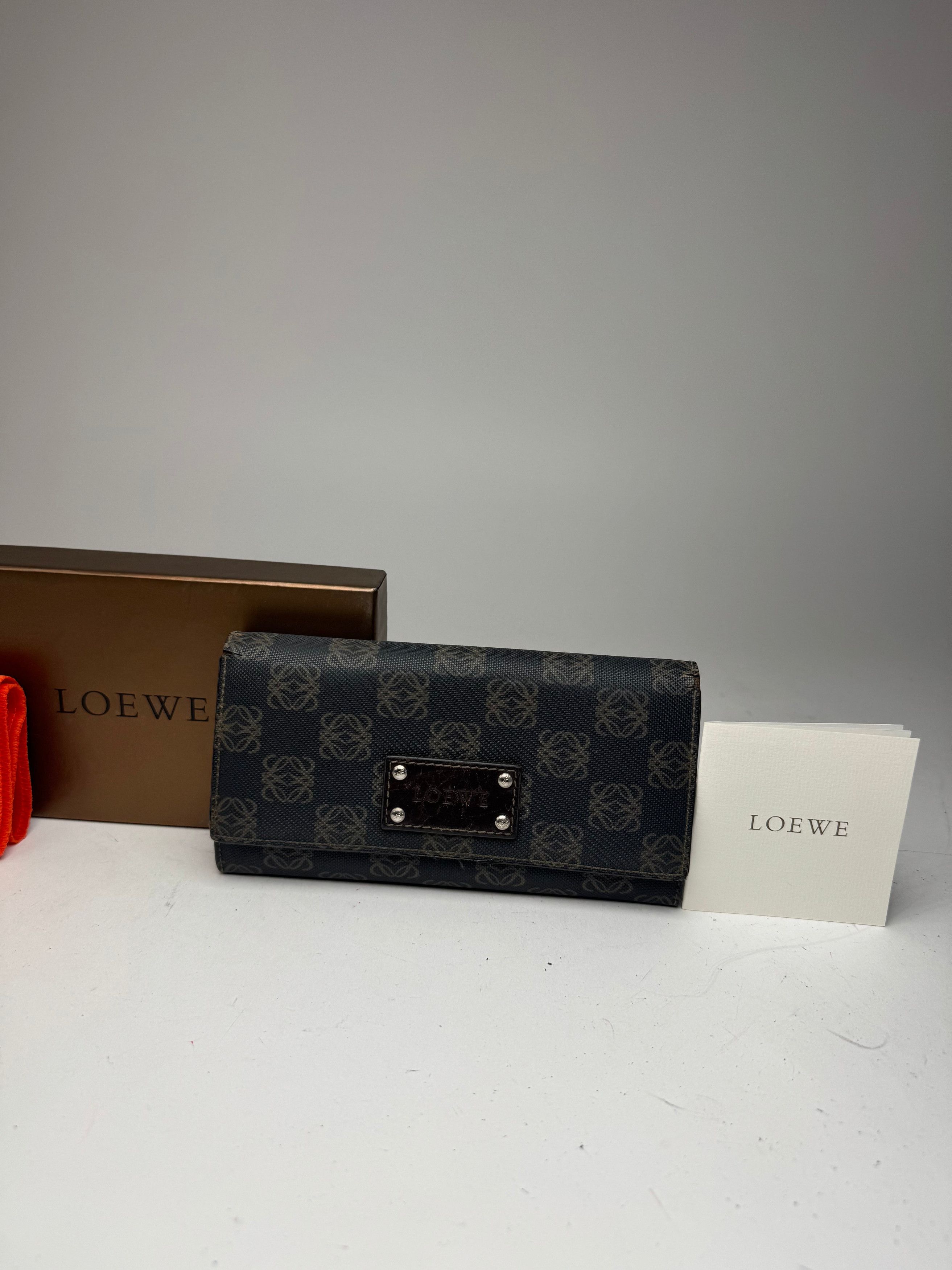 Loewe Vintage Anagram Leather Wallet Navy Brown Size ONE SIZE - 10 Thumbnail