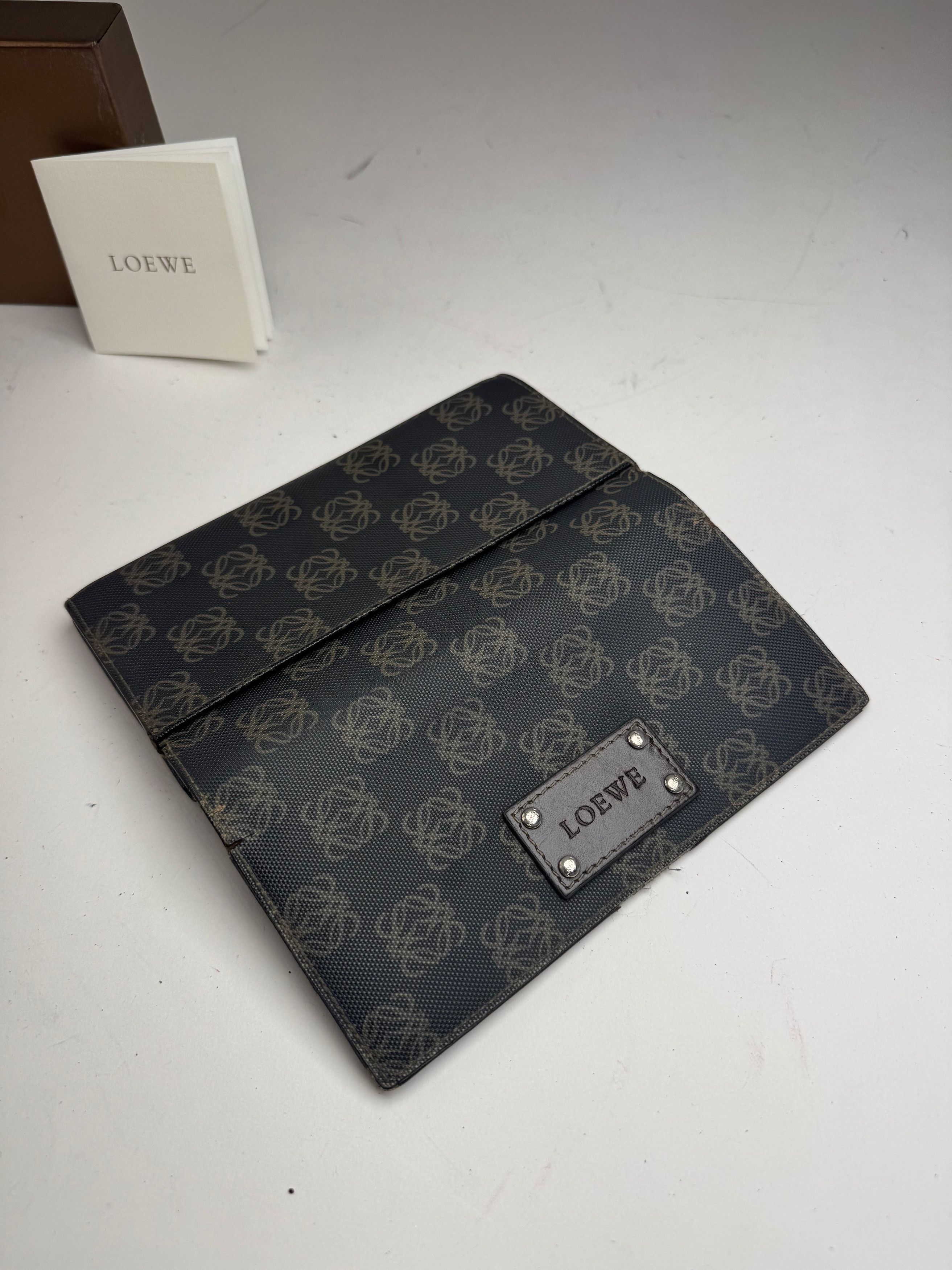 Loewe Vintage Anagram Leather Wallet Navy Brown Size ONE SIZE - 11 Thumbnail